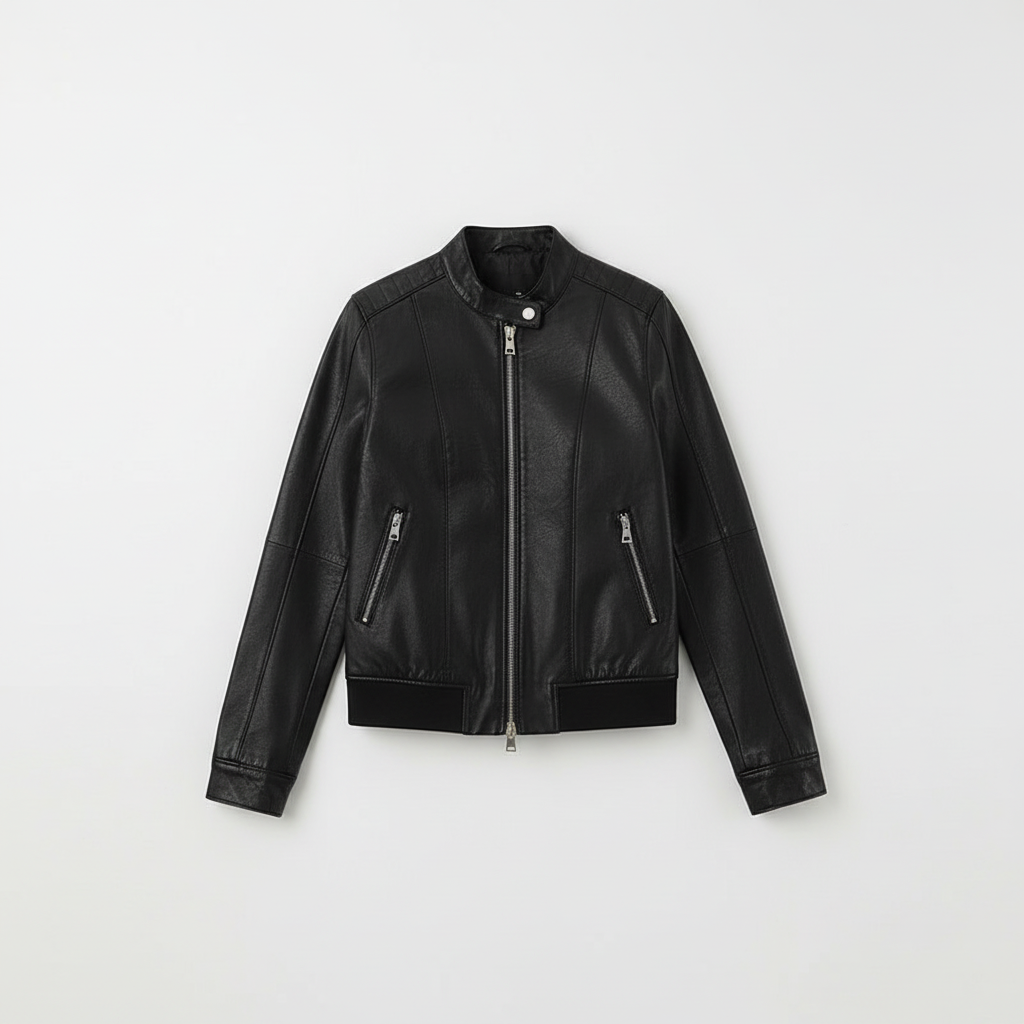 Slim-Fit Locomotive Style Faux Leather Jacket – Chic Commuter Moto Coat