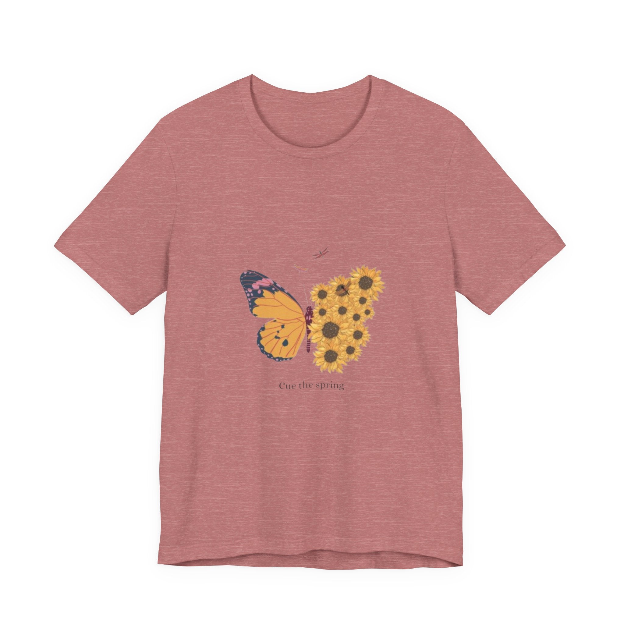 Butterfly Sunflower Tee — 'Over the Spring' Floral Graphic T-Shirt