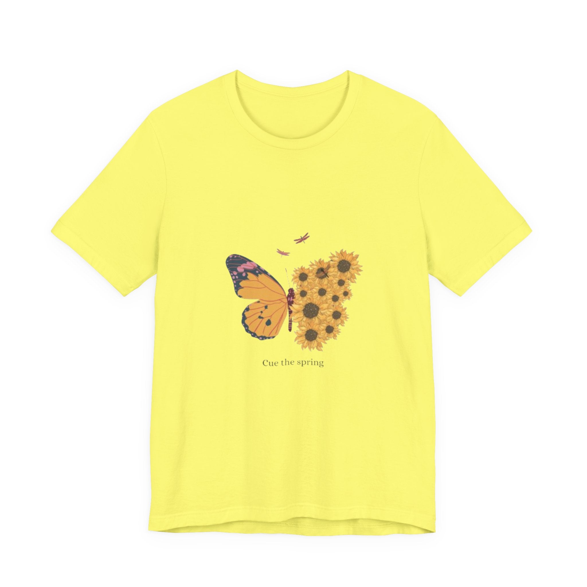 Butterfly Sunflower Tee — 'Over the Spring' Floral Graphic T-Shirt