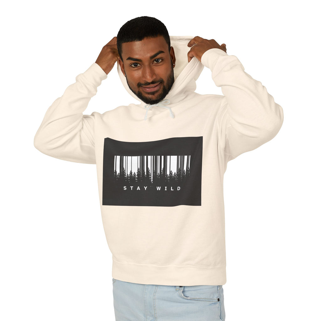 Stay Wild Barcode Hoodie — Graphic Lightweight Hooded Sweatshirt