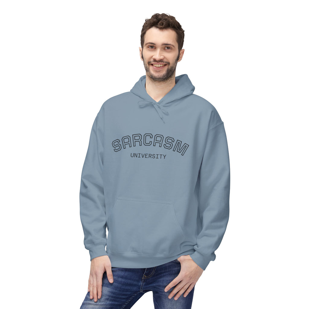Sarcasm University Hoodie — Funny Campus Style Pullover