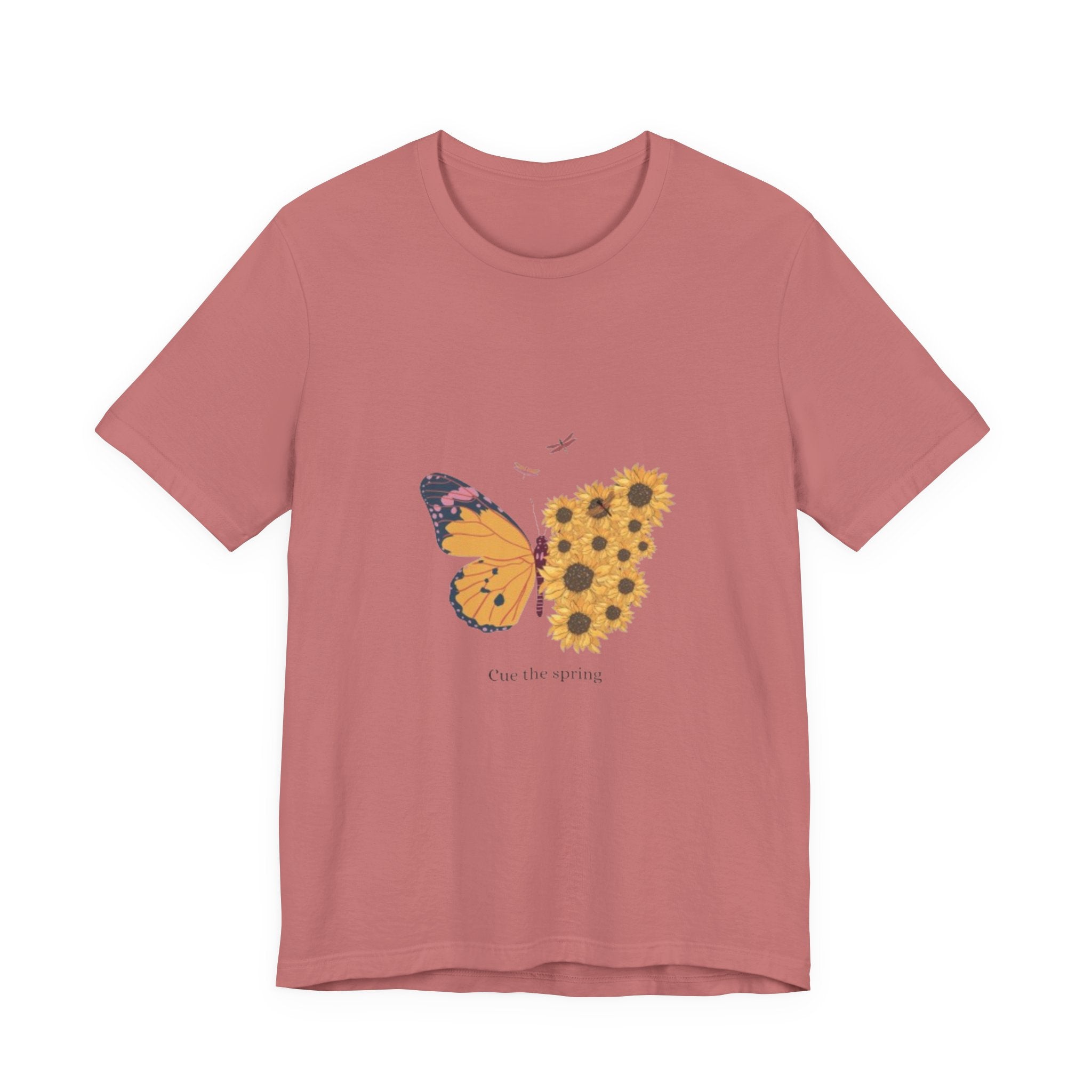 Butterfly Sunflower Tee — 'Over the Spring' Floral Graphic T-Shirt