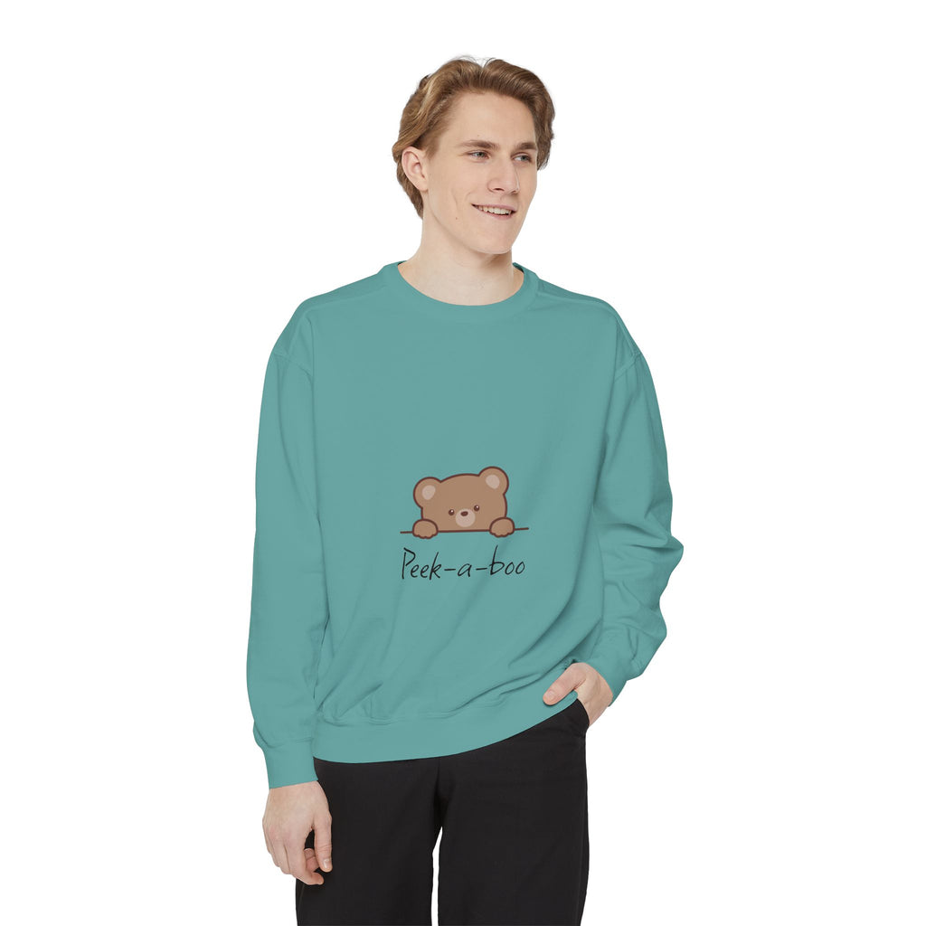 Peek-a-Boo Bear Sweatshirt — Cute Peeking Bear Graphic Crewneck