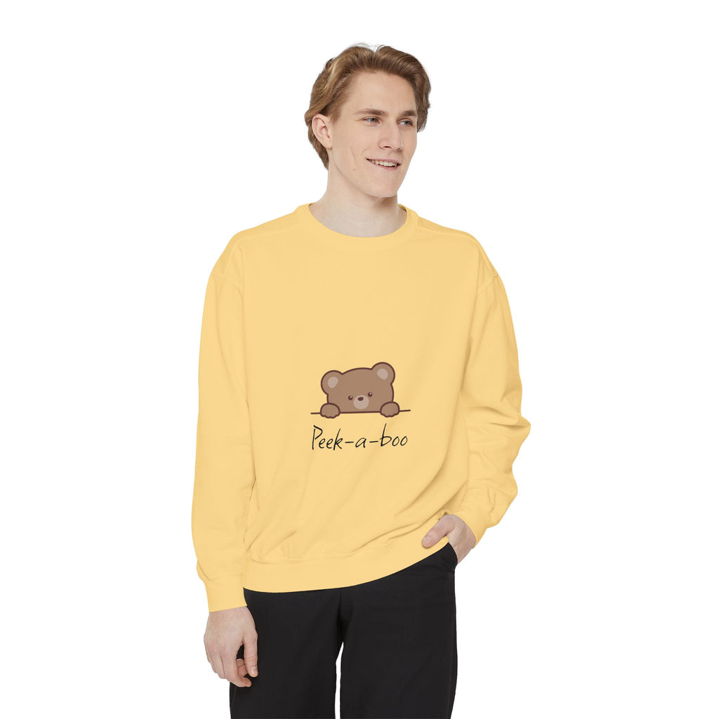 Peek-a-Boo Bear Sweatshirt — Cute Peeking Bear Graphic Crewneck