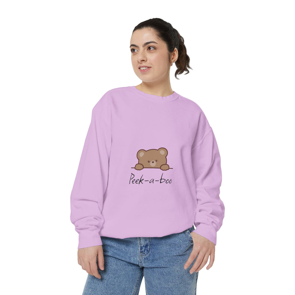 Peek-a-Boo Bear Sweatshirt — Cute Peeking Bear Graphic Crewneck