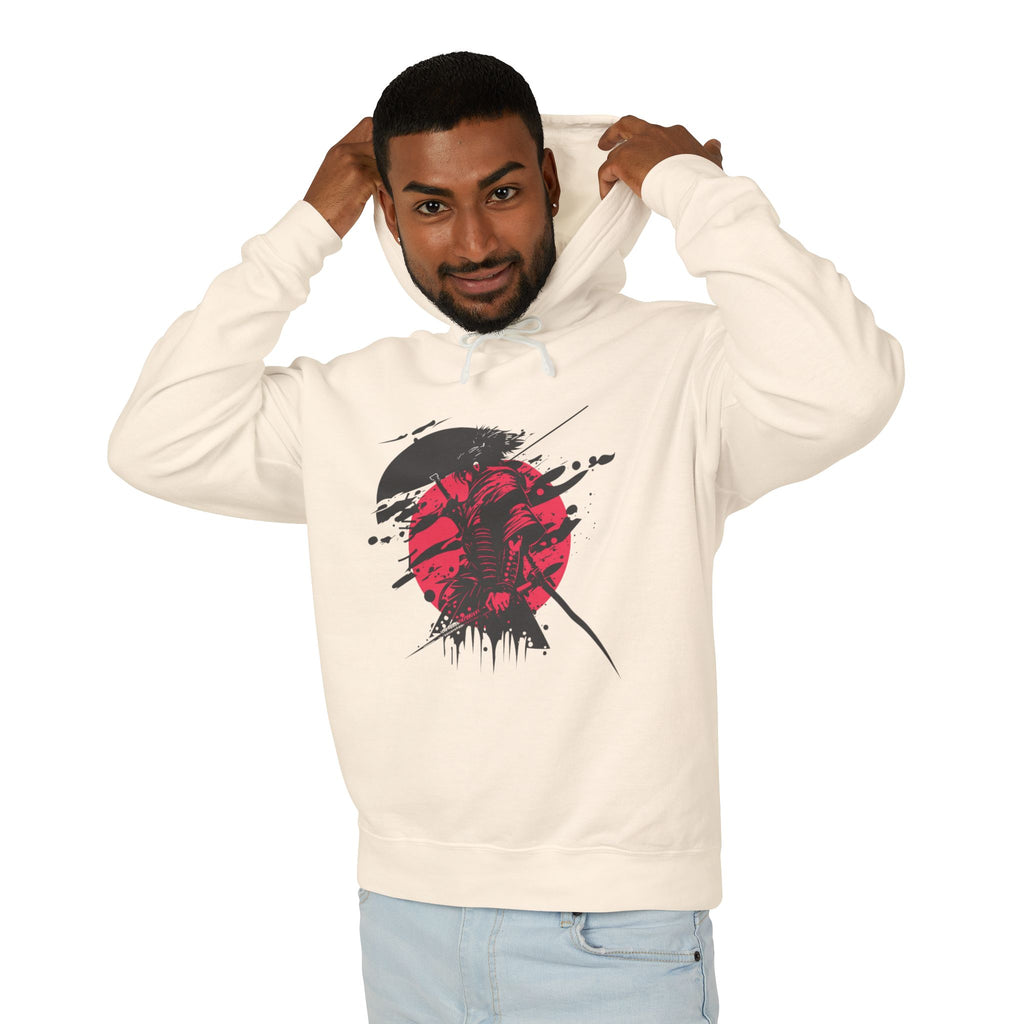Samurai Graphic Hoodie — Red Rising Sun Skull Design