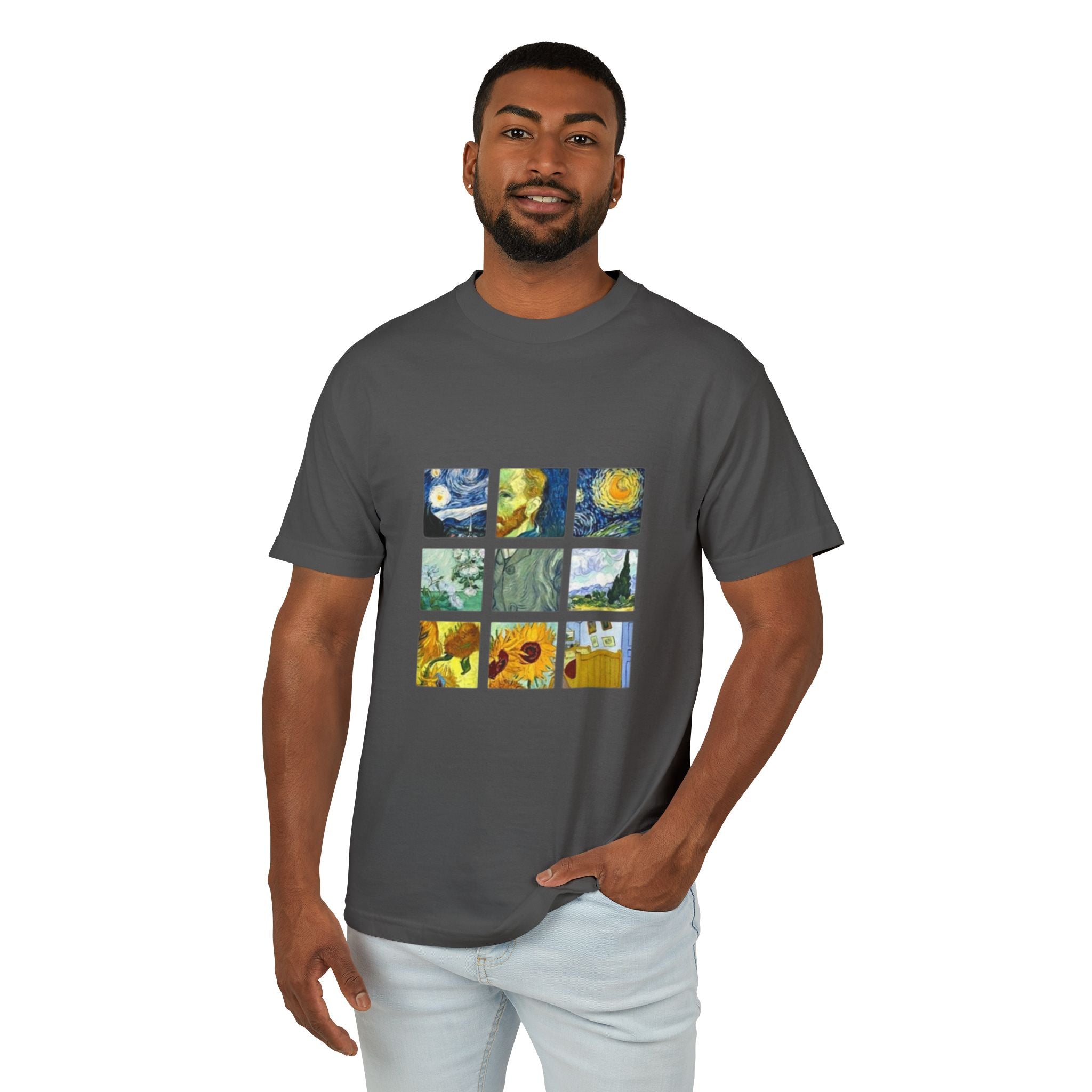 Van Gogh Art Grid T‑Shirt — Vintage Impressionist Canvas Tee