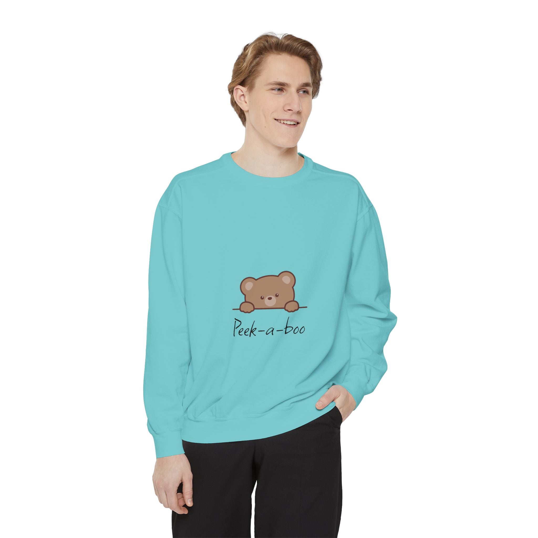 Peek-a-Boo Bear Sweatshirt — Cute Peeking Bear Graphic Crewneck