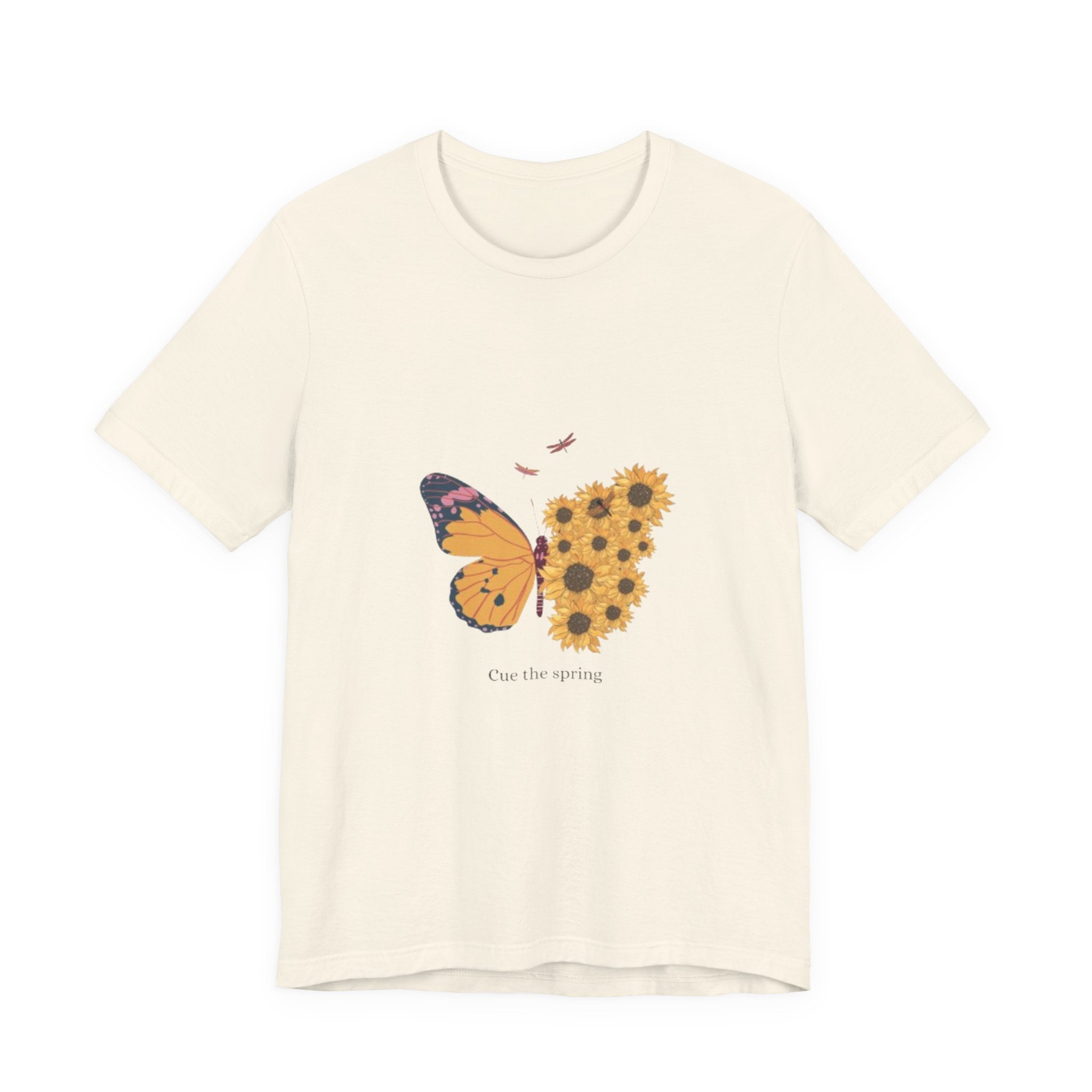 Butterfly Sunflower Tee — 'Over the Spring' Floral Graphic T-Shirt