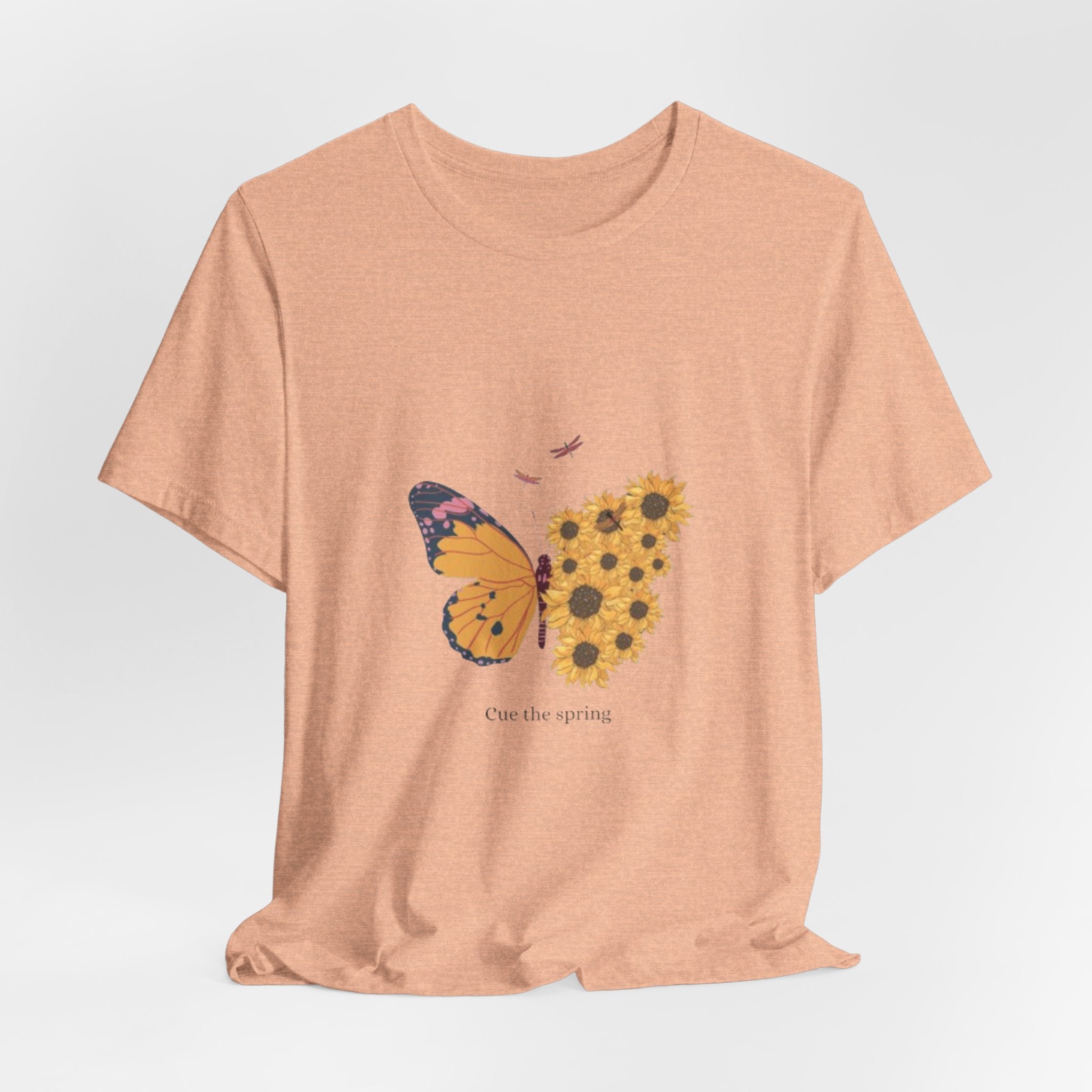 Butterfly Sunflower Tee — 'Over the Spring' Floral Graphic T-Shirt