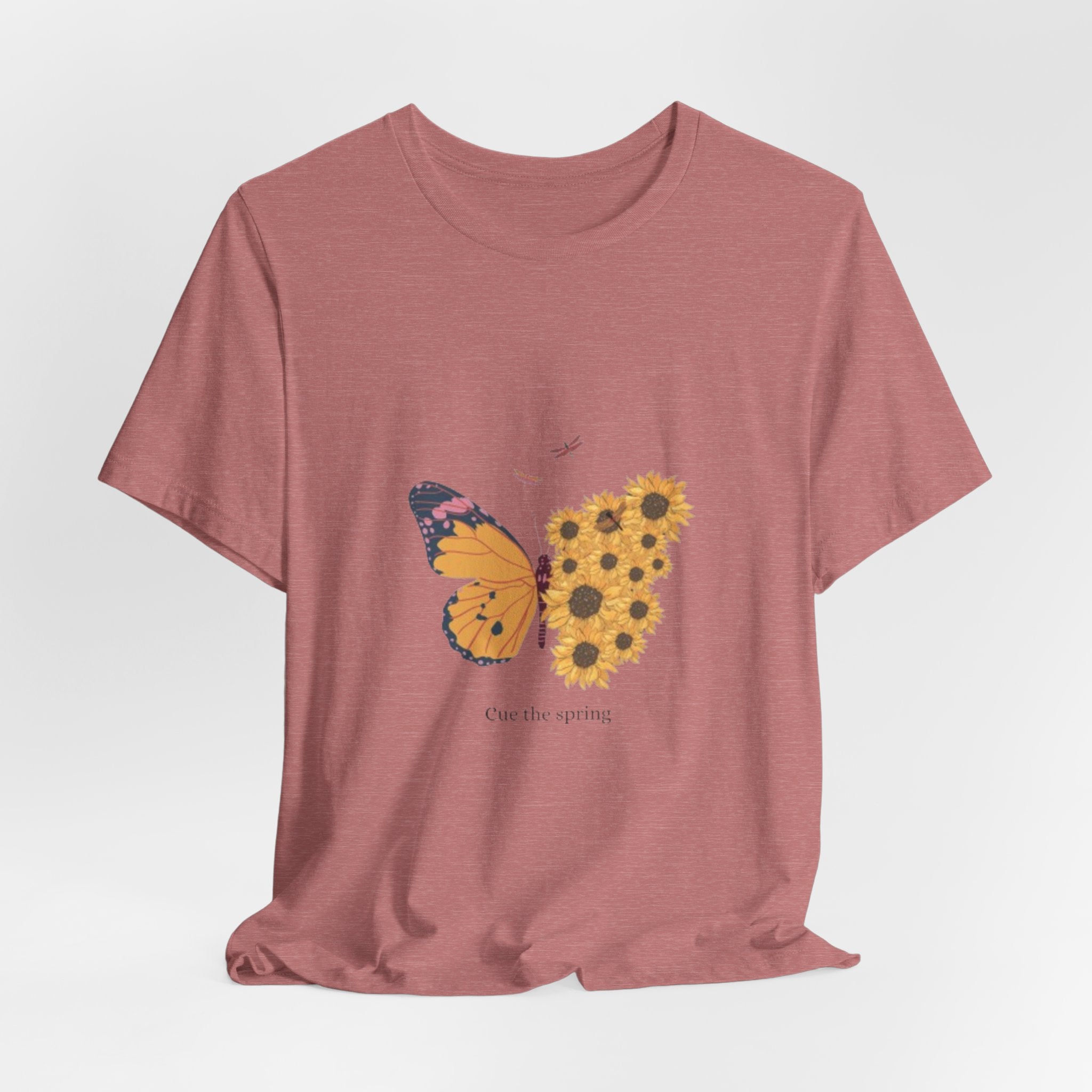 Butterfly Sunflower Tee — 'Over the Spring' Floral Graphic T-Shirt