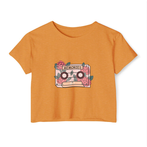 Memories Cassette Crop Top — "Memories Are Forever" Women's Festival Tee
