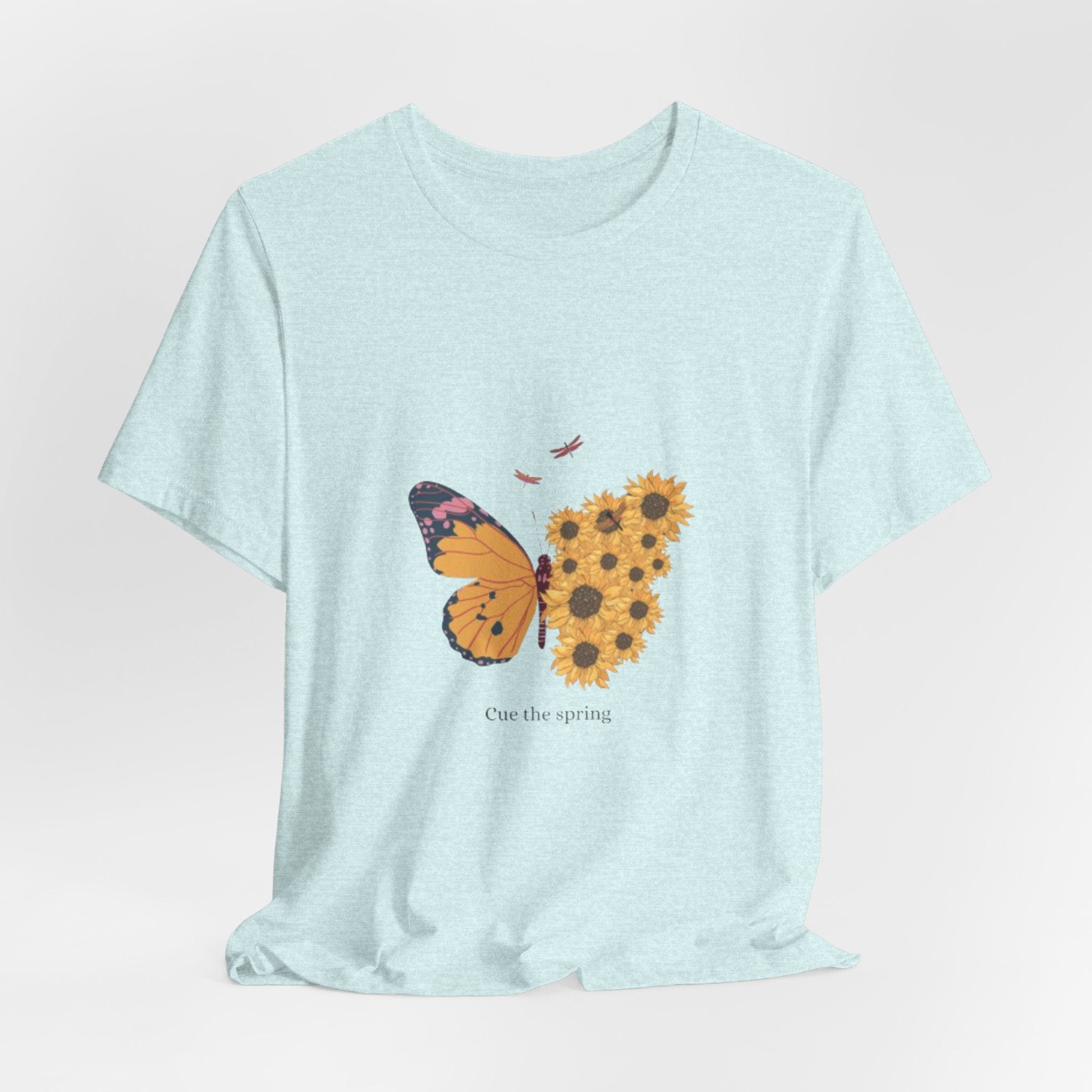 Butterfly Sunflower Tee — 'Over the Spring' Floral Graphic T-Shirt