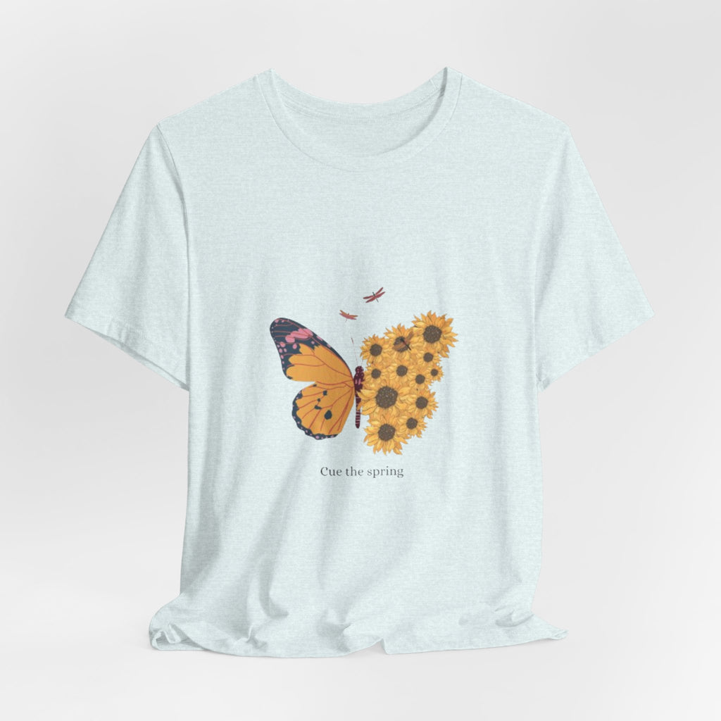 Butterfly Sunflower Tee — 'Over the Spring' Floral Graphic T-Shirt