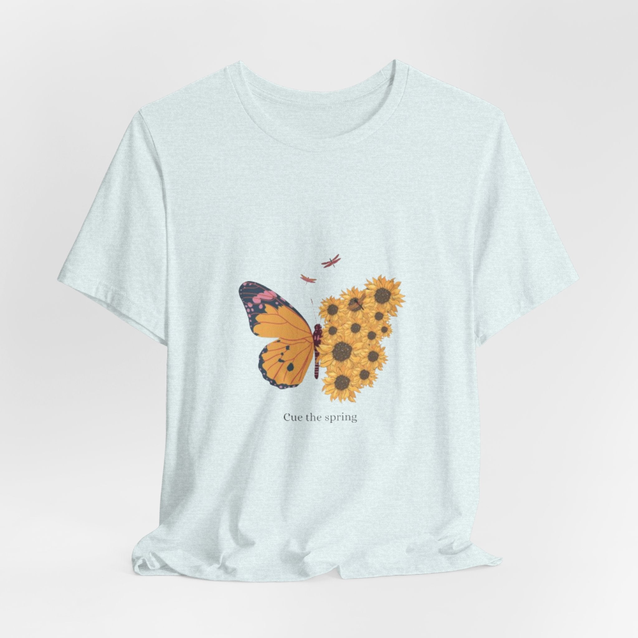 Butterfly Sunflower Tee — 'Over the Spring' Floral Graphic T-Shirt
