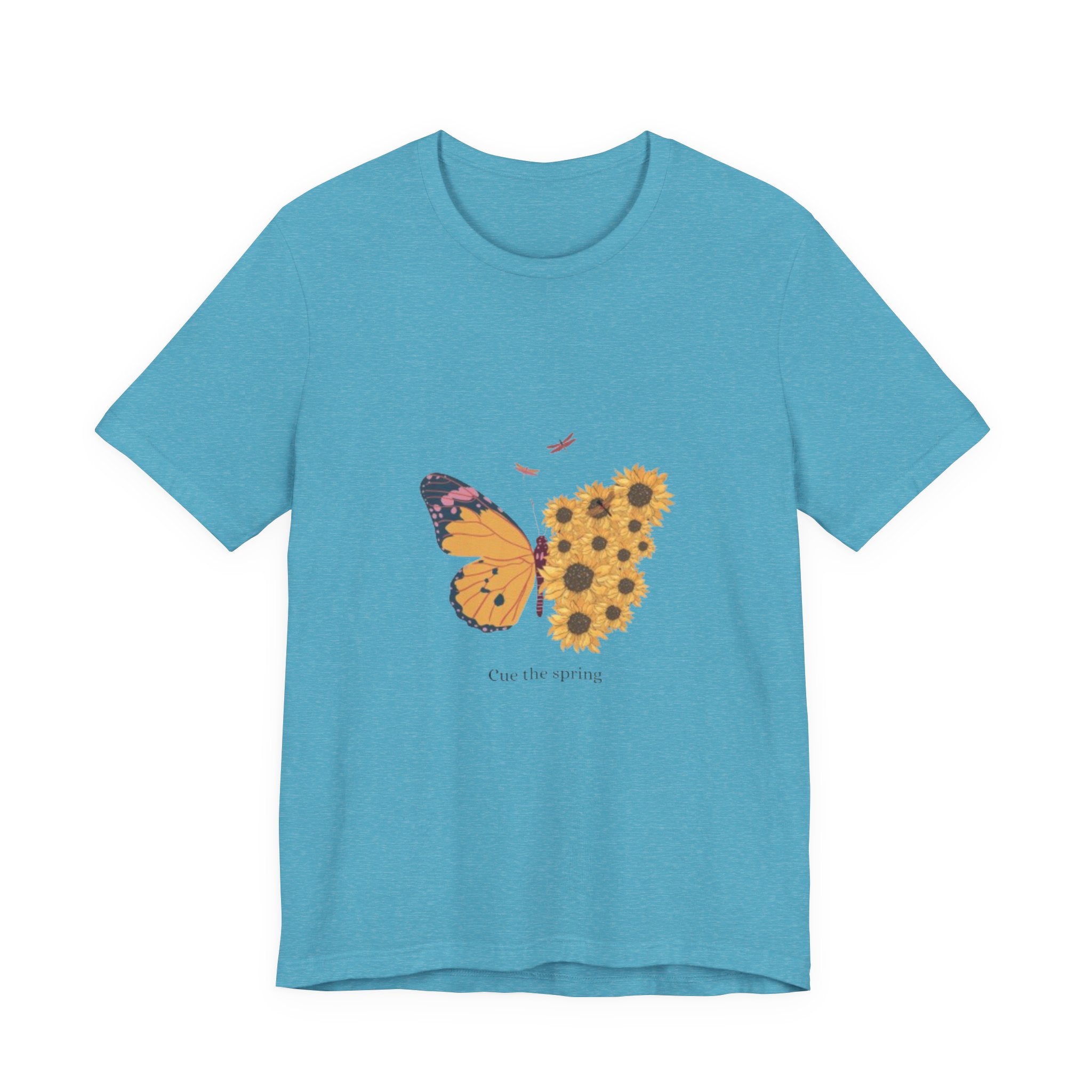 Butterfly Sunflower Tee — 'Over the Spring' Floral Graphic T-Shirt