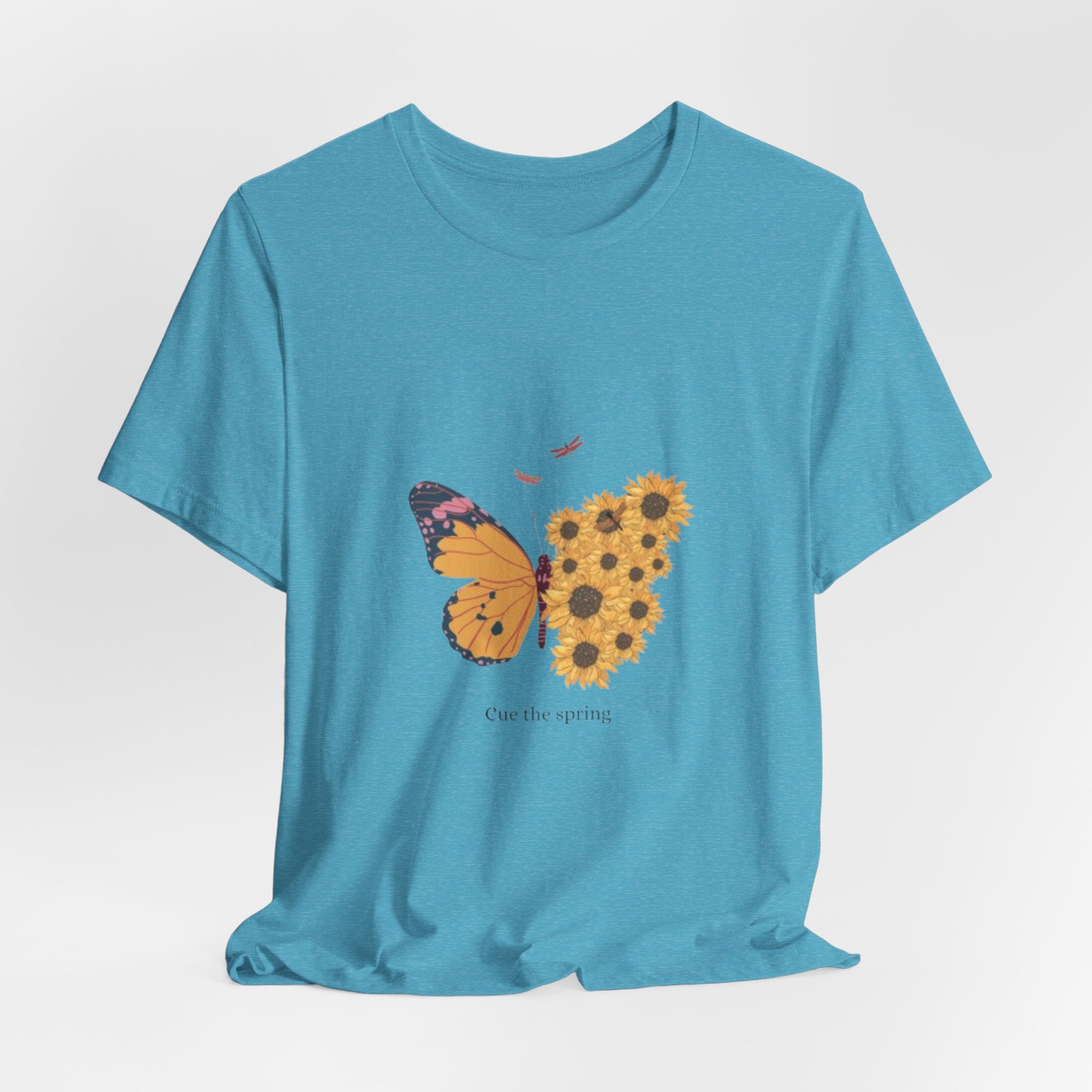 Butterfly Sunflower Tee — 'Over the Spring' Floral Graphic T-Shirt