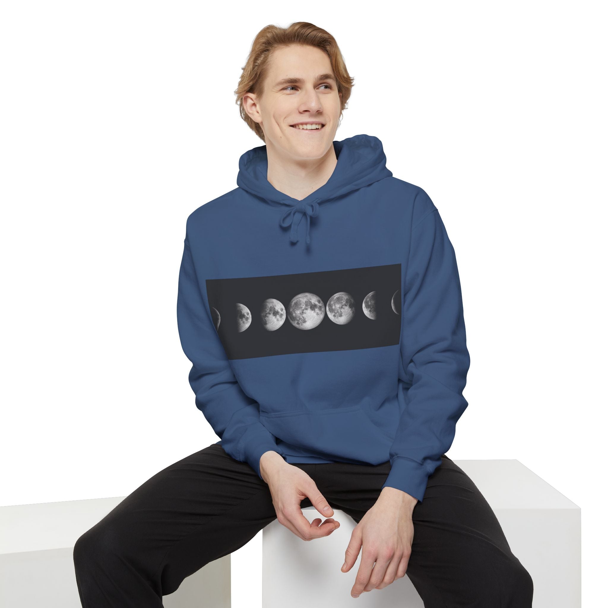Moon Phase Hoodie — Lunar Phases Graphic Pullover