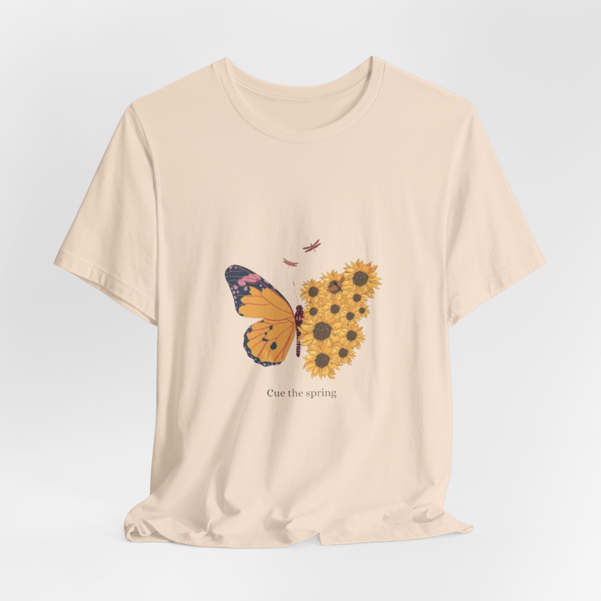 Butterfly Sunflower Tee — 'Over the Spring' Floral Graphic T-Shirt