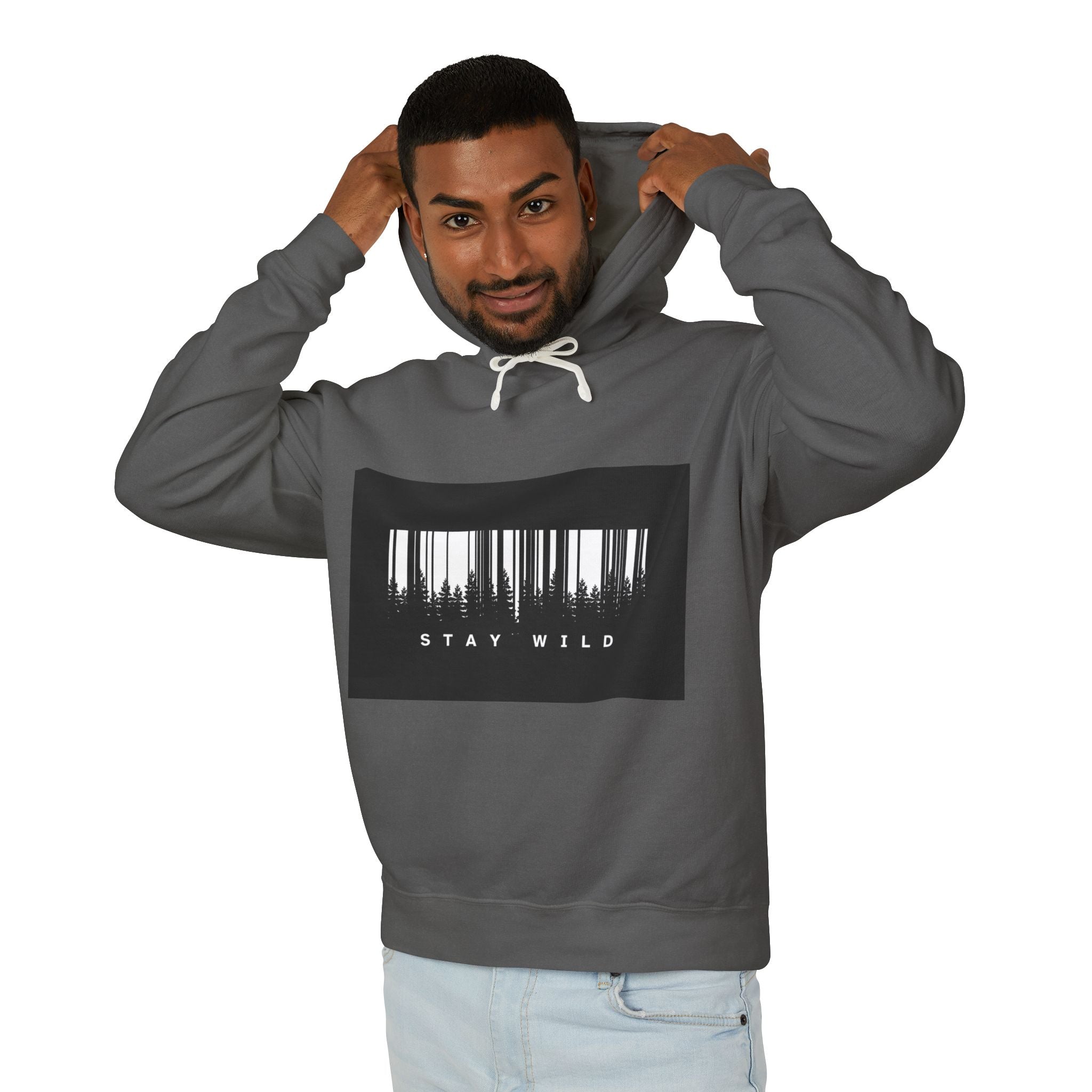 Stay Wild Barcode Hoodie — Graphic Lightweight Hooded Sweatshirt