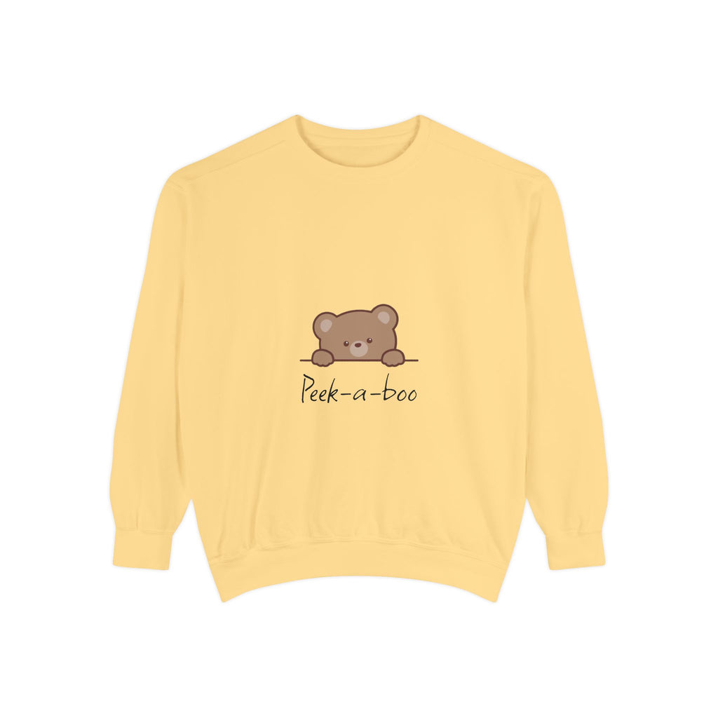 Peek-a-Boo Bear Sweatshirt — Cute Peeking Bear Graphic Crewneck