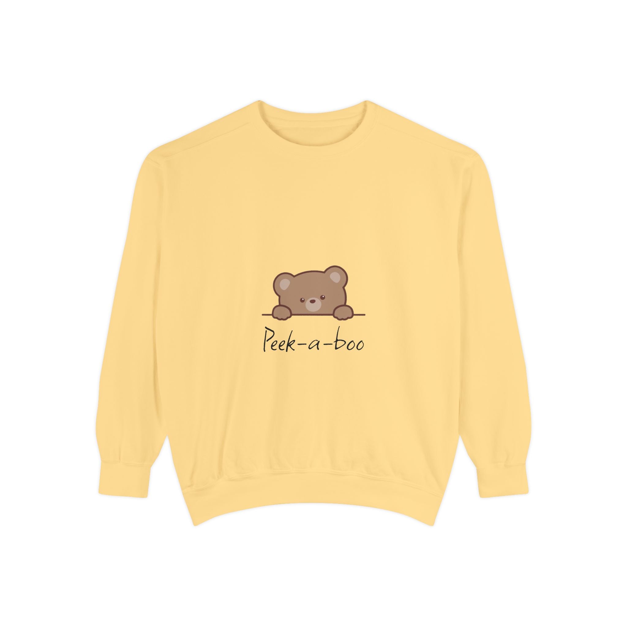 Peek-a-Boo Bear Sweatshirt — Cute Peeking Bear Graphic Crewneck