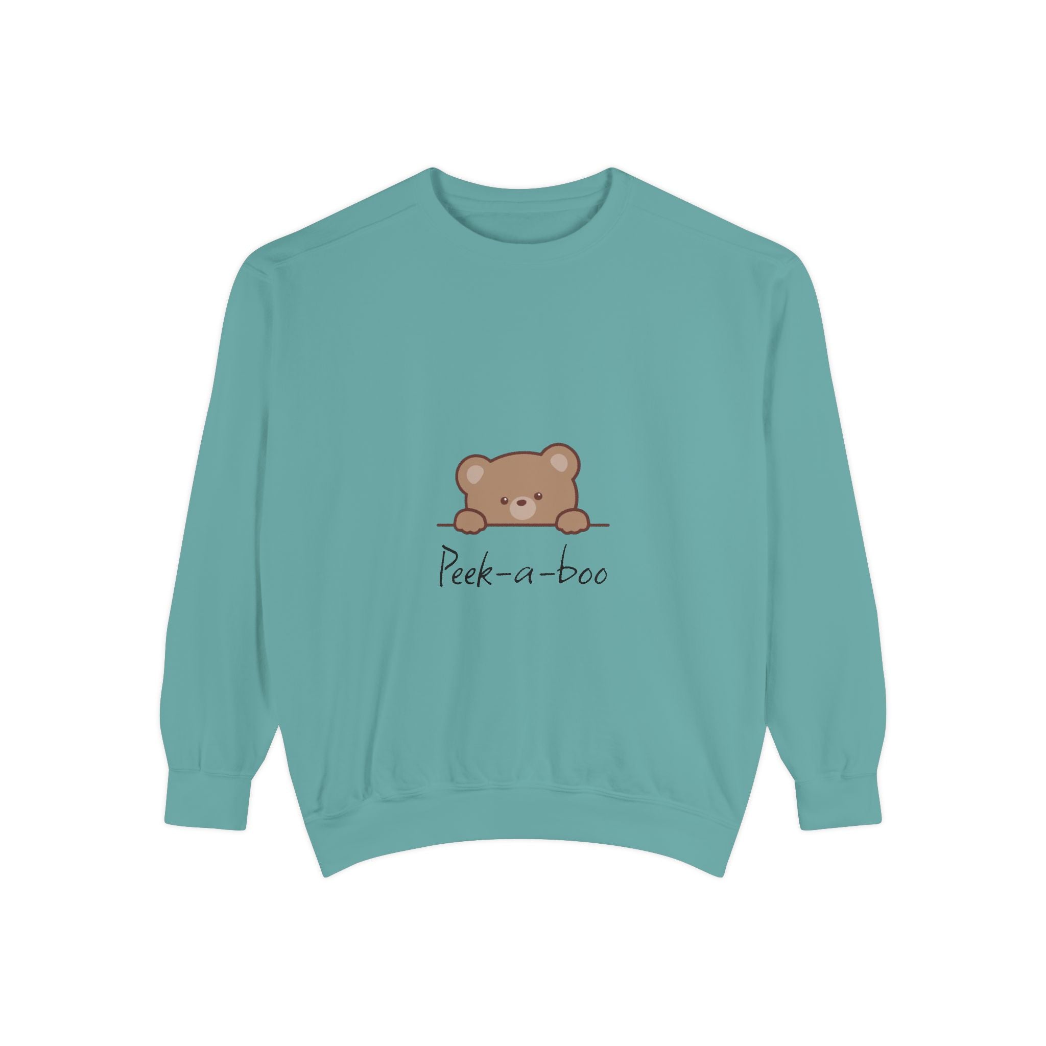 Peek-a-Boo Bear Sweatshirt — Cute Peeking Bear Graphic Crewneck