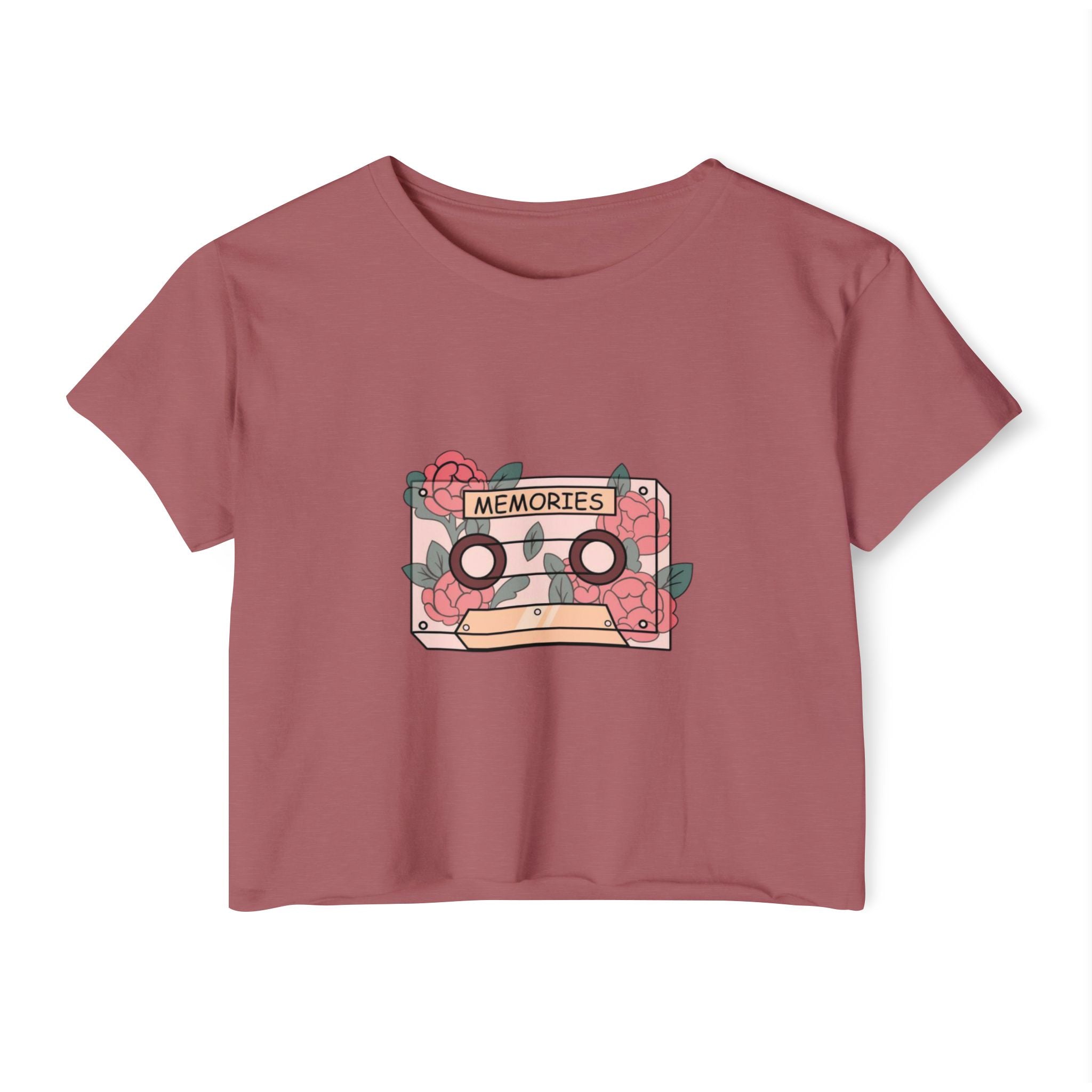 Memories Cassette Crop Top — "Memories Are Forever" Women's Festival Tee