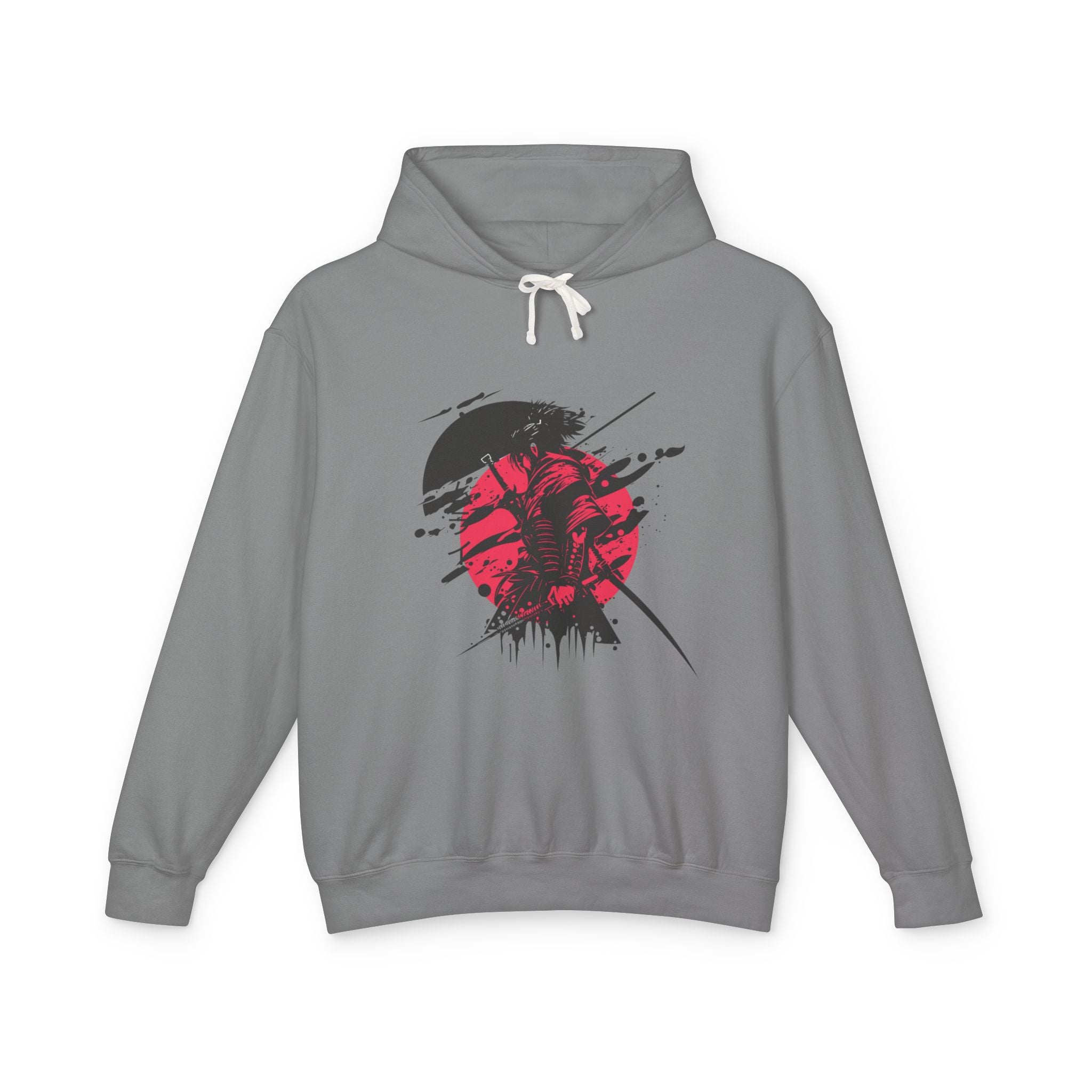 Samurai Graphic Hoodie — Red Rising Sun Skull Design