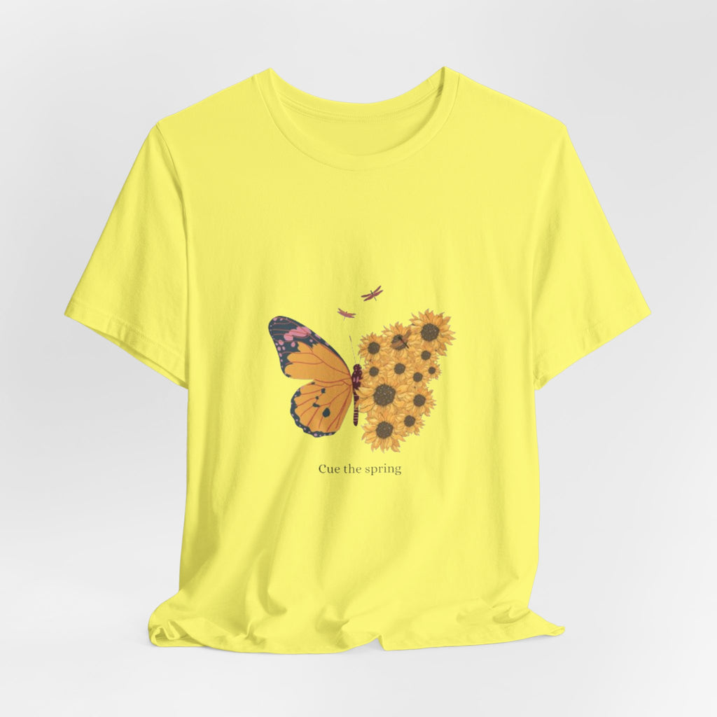 Butterfly Sunflower Tee — 'Over the Spring' Floral Graphic T-Shirt
