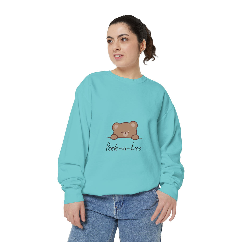 Peek-a-Boo Bear Sweatshirt — Cute Peeking Bear Graphic Crewneck