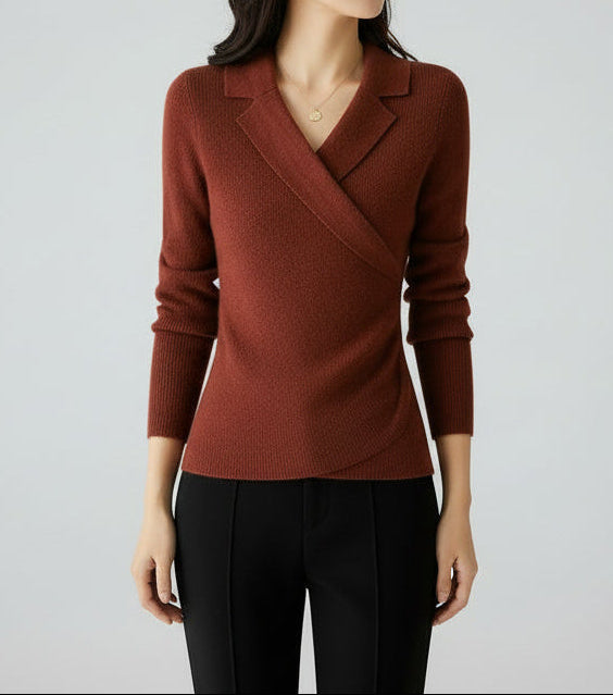 French Elegance Wave-Knit Layered Sweater – Celebrity Inspired A-Line Fit