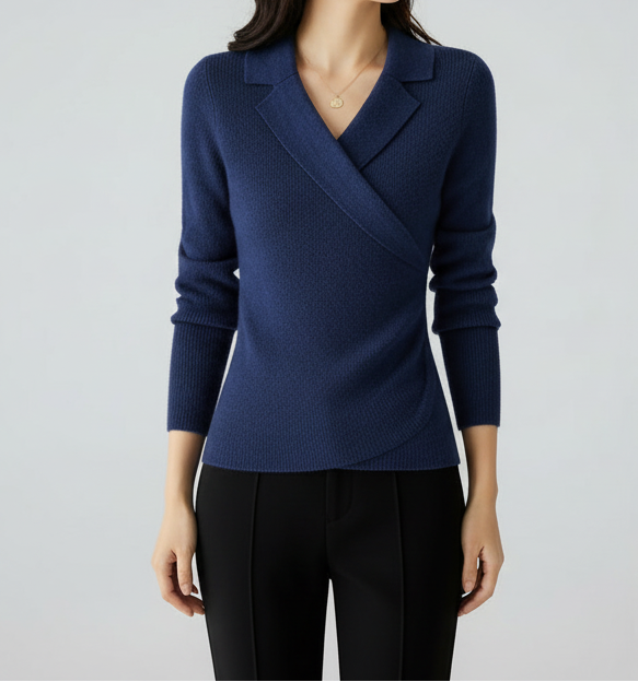 French Elegance Wave-Knit Layered Sweater – Celebrity Inspired A-Line Fit