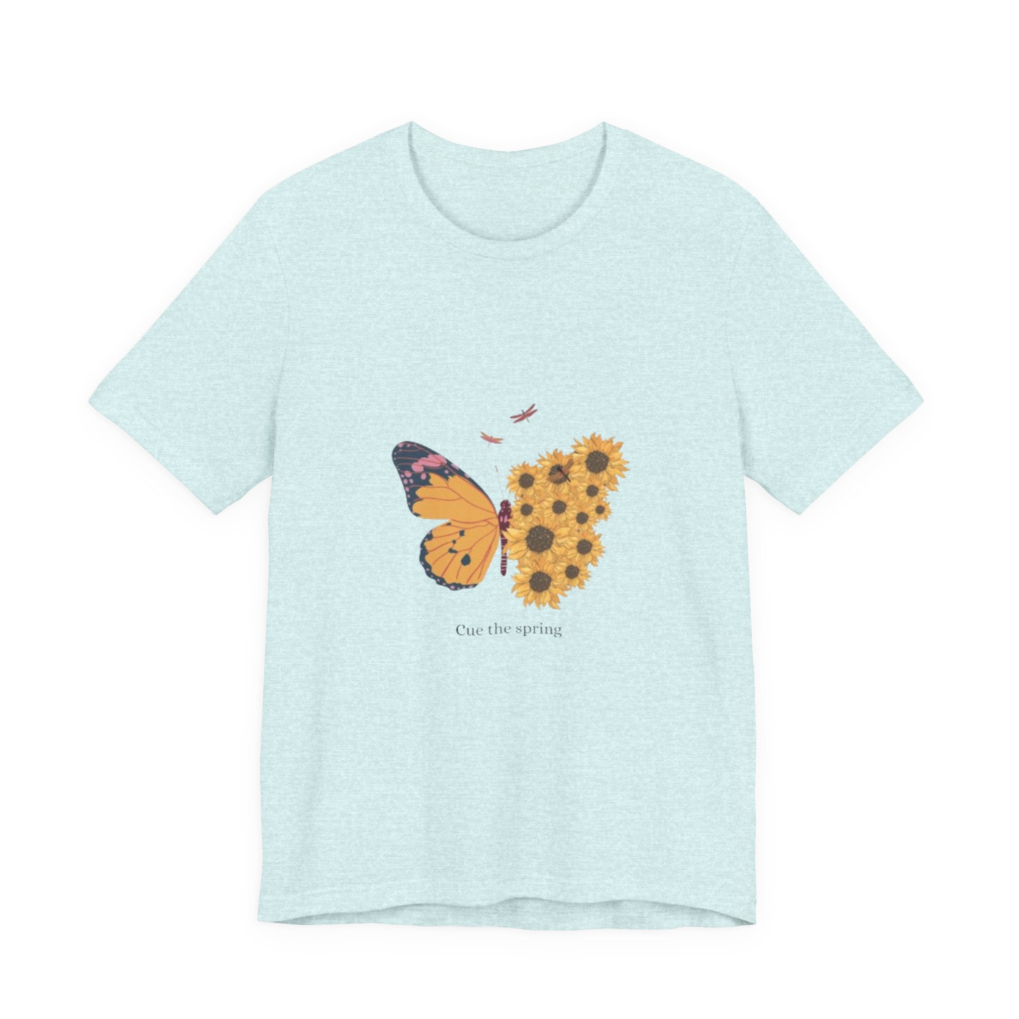 Butterfly Sunflower Tee — 'Over the Spring' Floral Graphic T-Shirt
