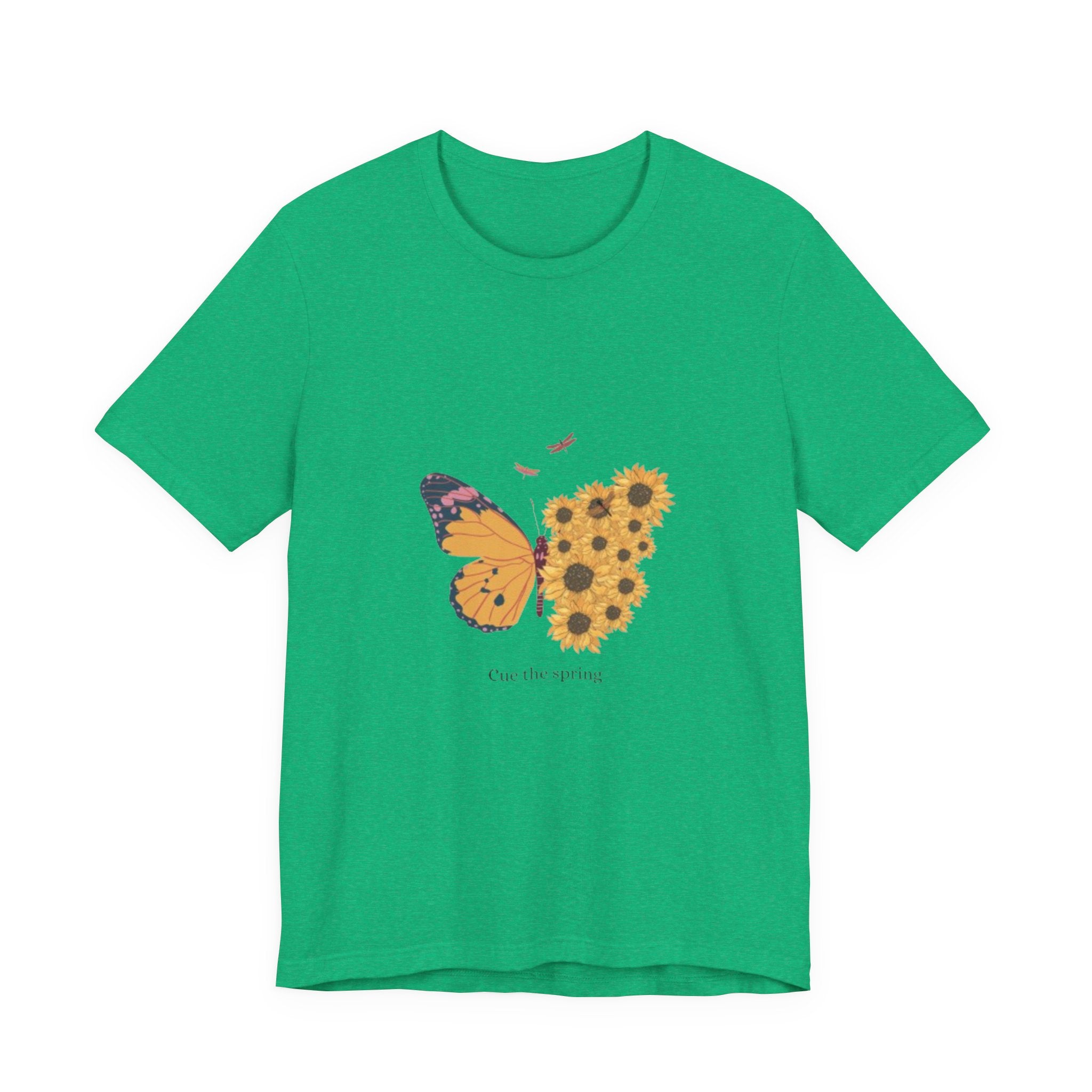 Butterfly Sunflower Tee — 'Over the Spring' Floral Graphic T-Shirt