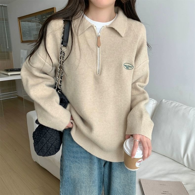 The Seoul Polo Knit | Silky Viscose Half-Zip Sweater