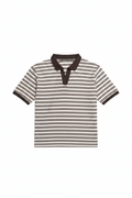 Women's Striped Polo Collar Short Sleeve Top – Casual Summer Top