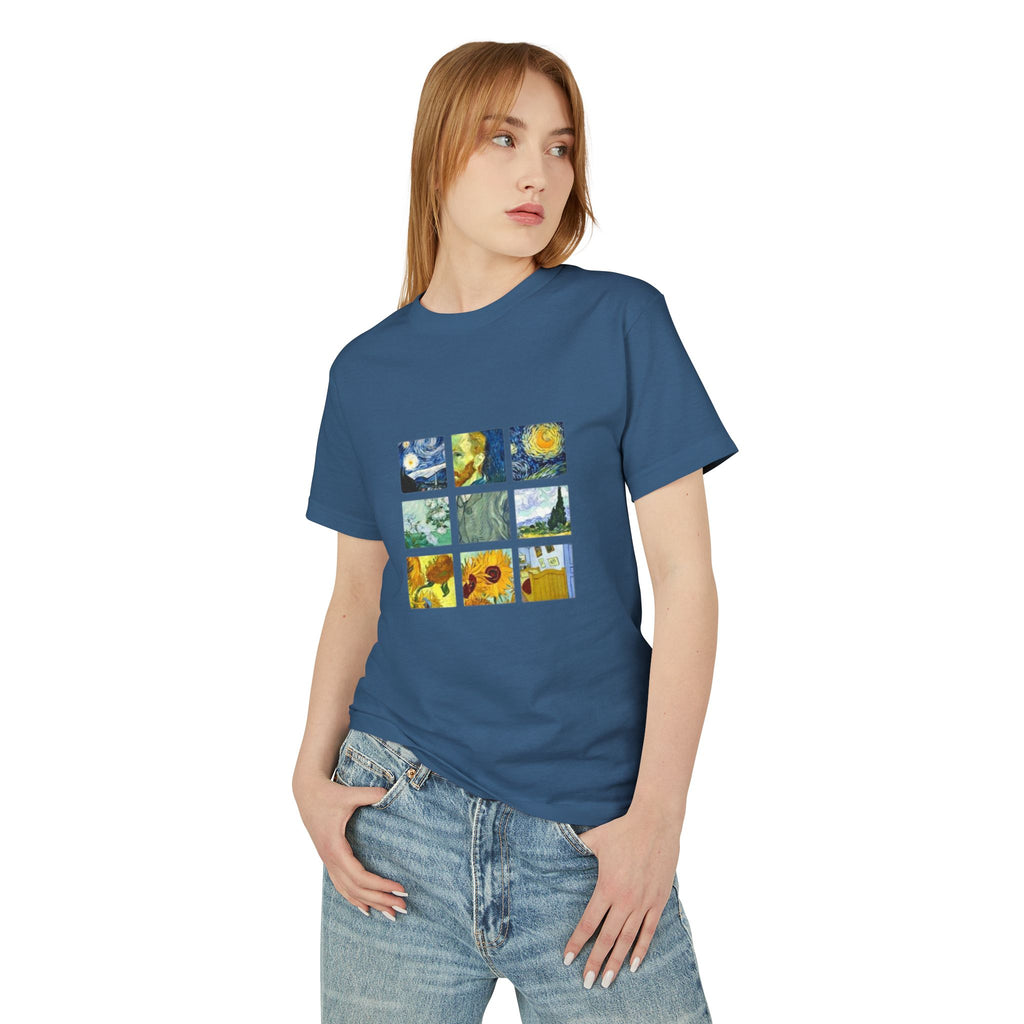 Van Gogh Art Grid T‑Shirt — Vintage Impressionist Canvas Tee
