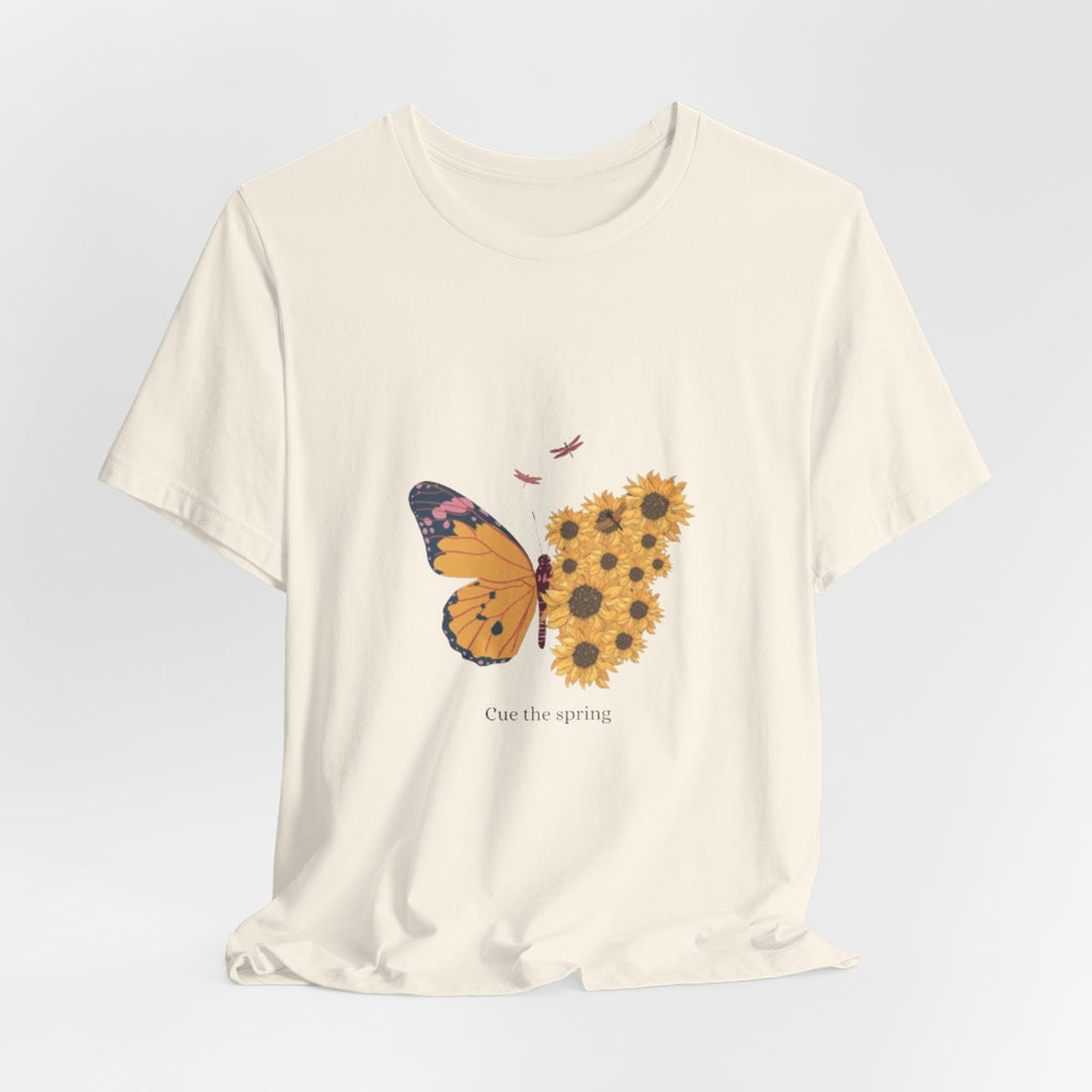 Butterfly Sunflower Tee — 'Over the Spring' Floral Graphic T-Shirt