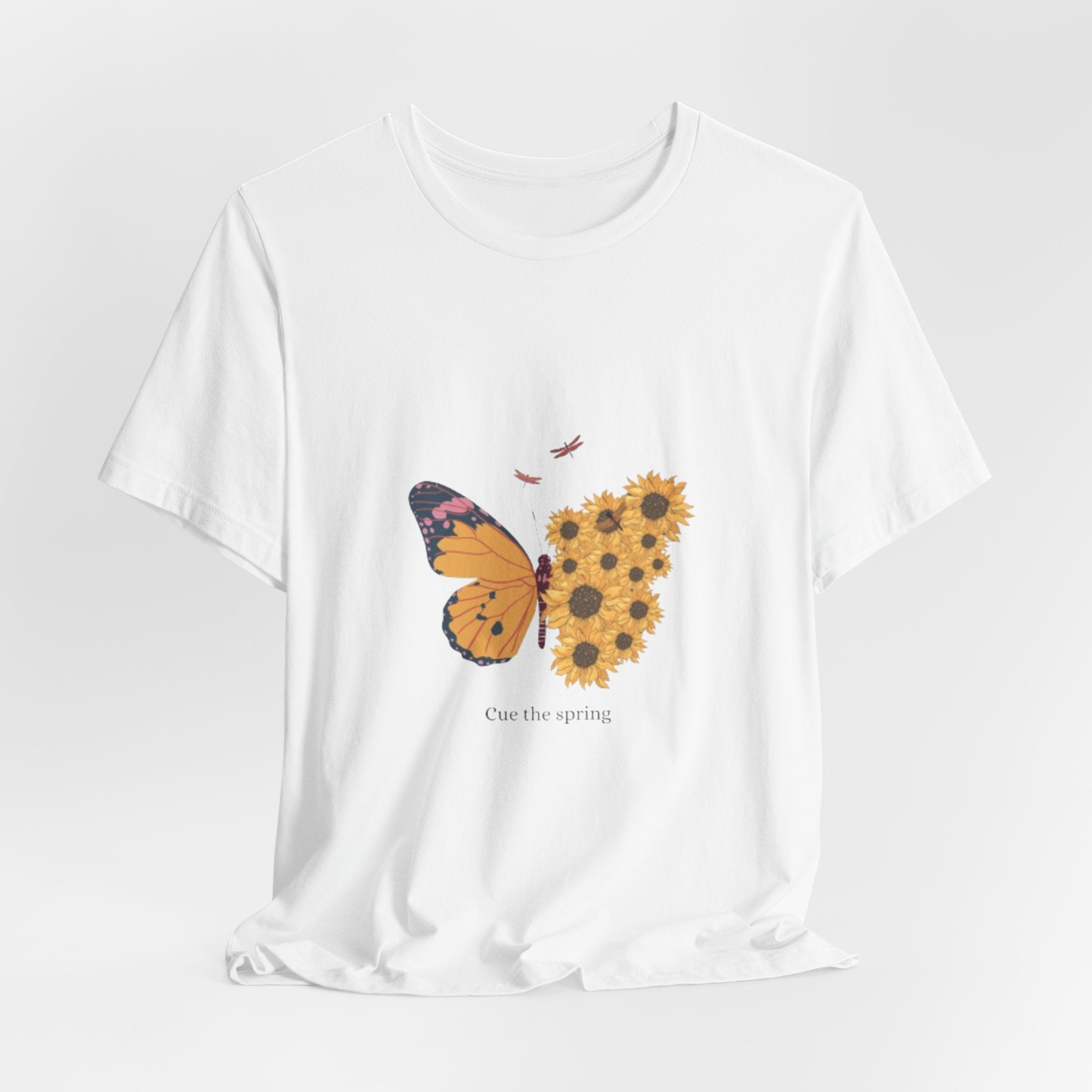 Butterfly Sunflower Tee — 'Over the Spring' Floral Graphic T-Shirt