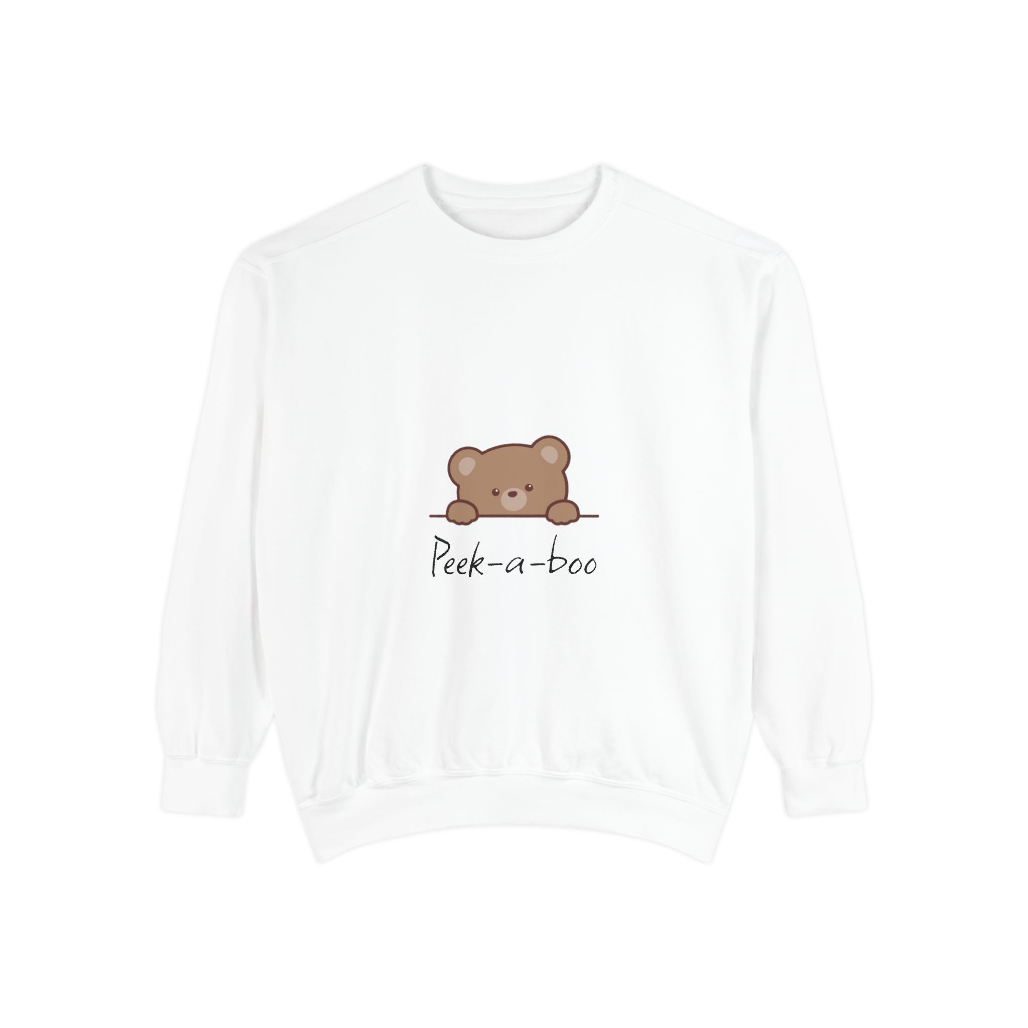 Peek-a-Boo Bear Sweatshirt — Cute Peeking Bear Graphic Crewneck