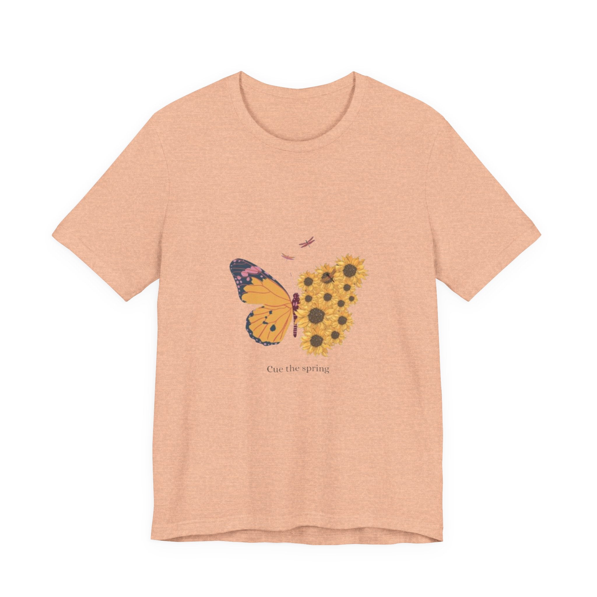 Butterfly Sunflower Tee — 'Over the Spring' Floral Graphic T-Shirt