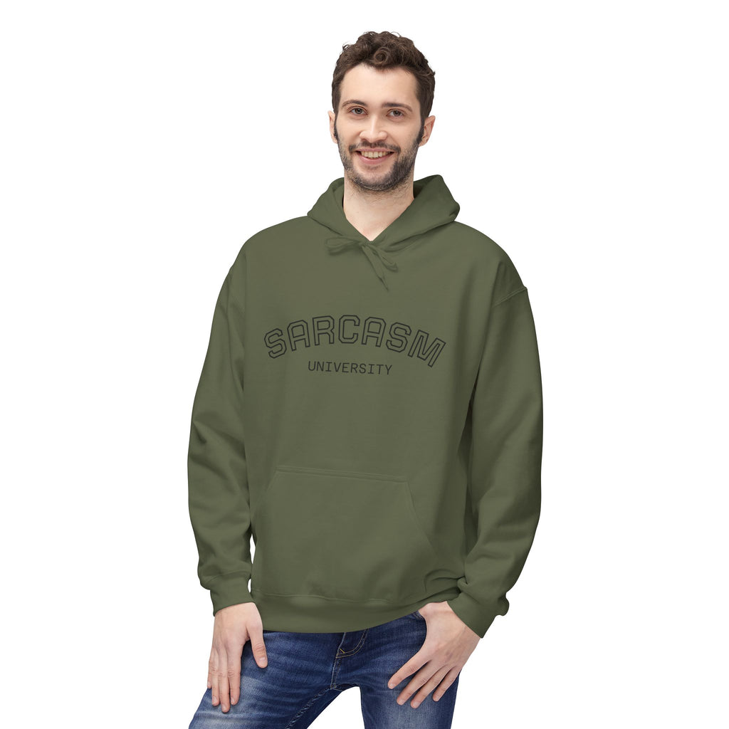 Sarcasm University Hoodie — Funny Campus Style Pullover