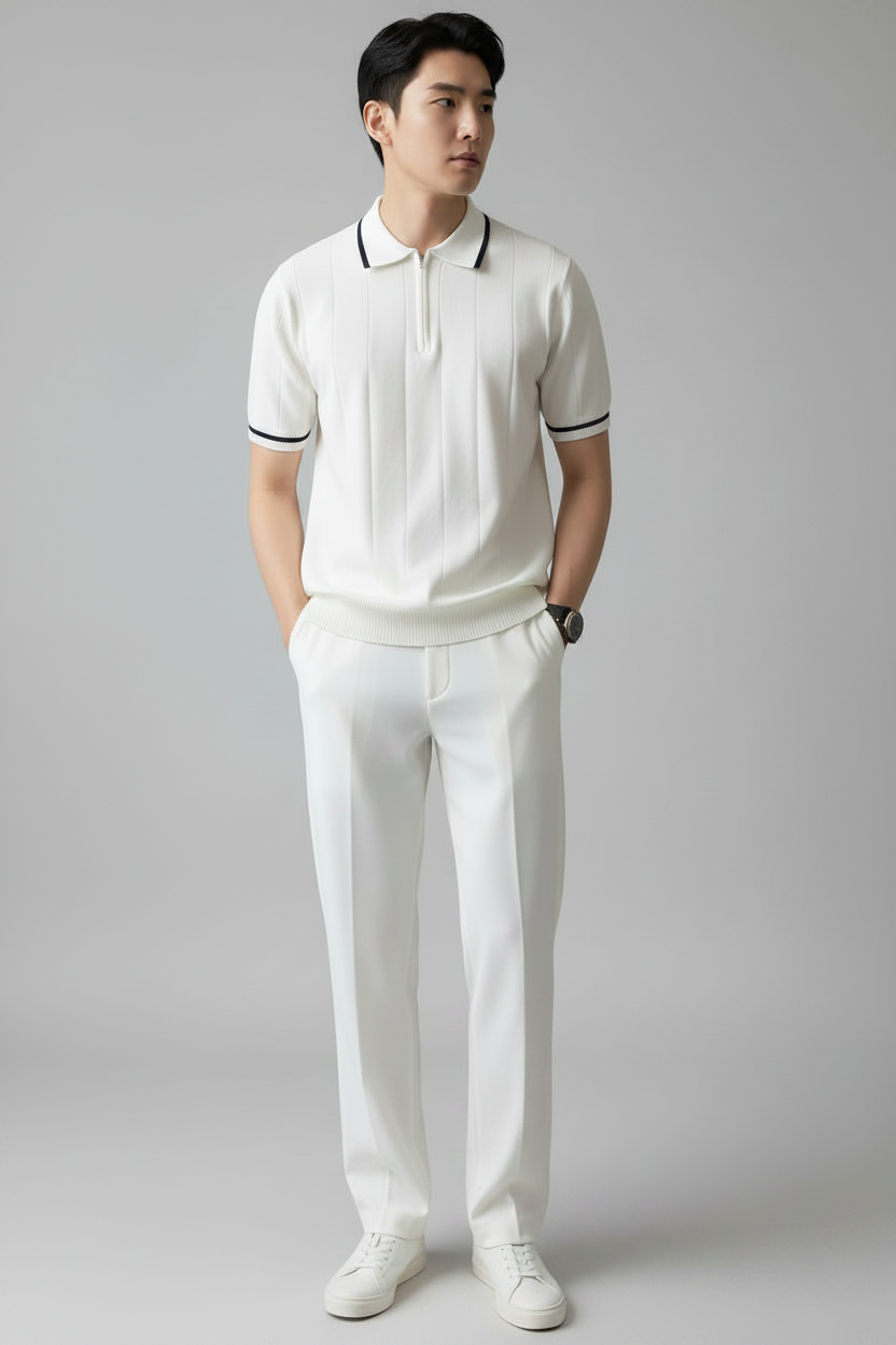 Quarter-Zip Performance Polo | Men’s Plus Size Luxury Knit Short Sleeve Shirt