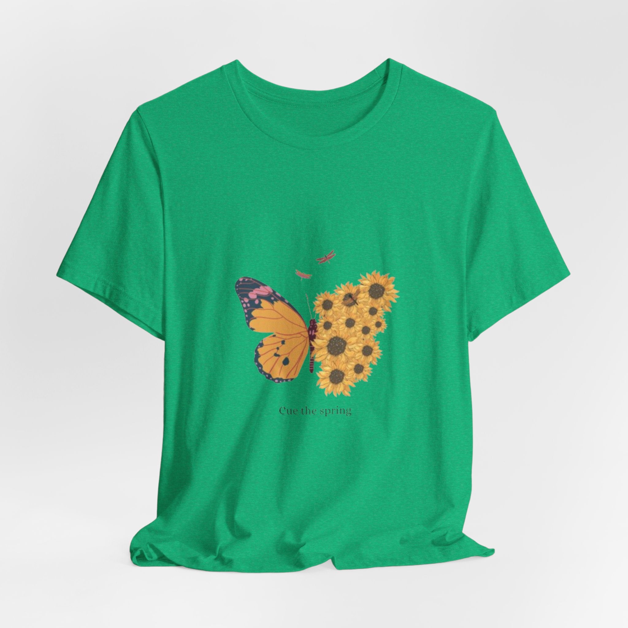 Butterfly Sunflower Tee — 'Over the Spring' Floral Graphic T-Shirt