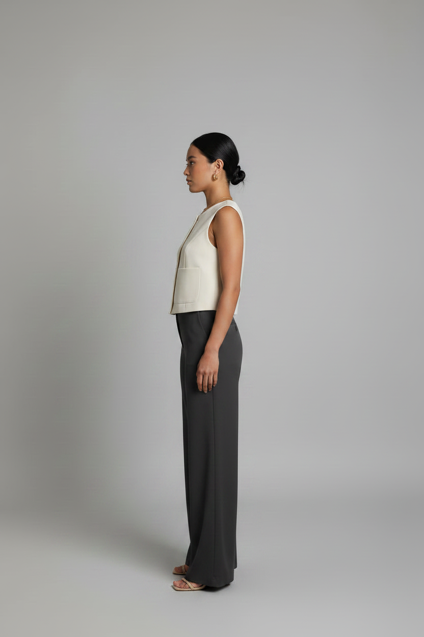 Women's Button-Down Sleeveless Vest – Casual Tailored Summer Top