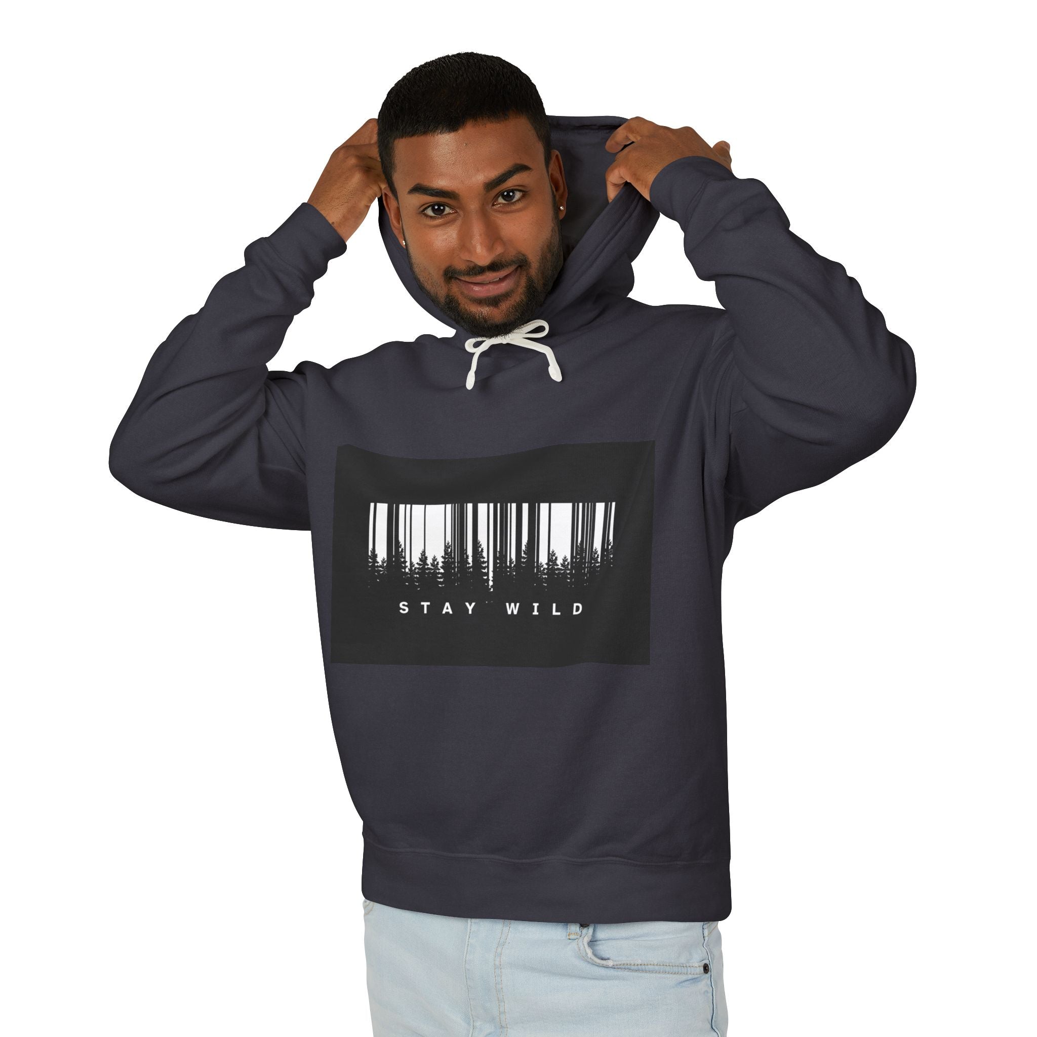Stay Wild Barcode Hoodie — Graphic Lightweight Hooded Sweatshirt