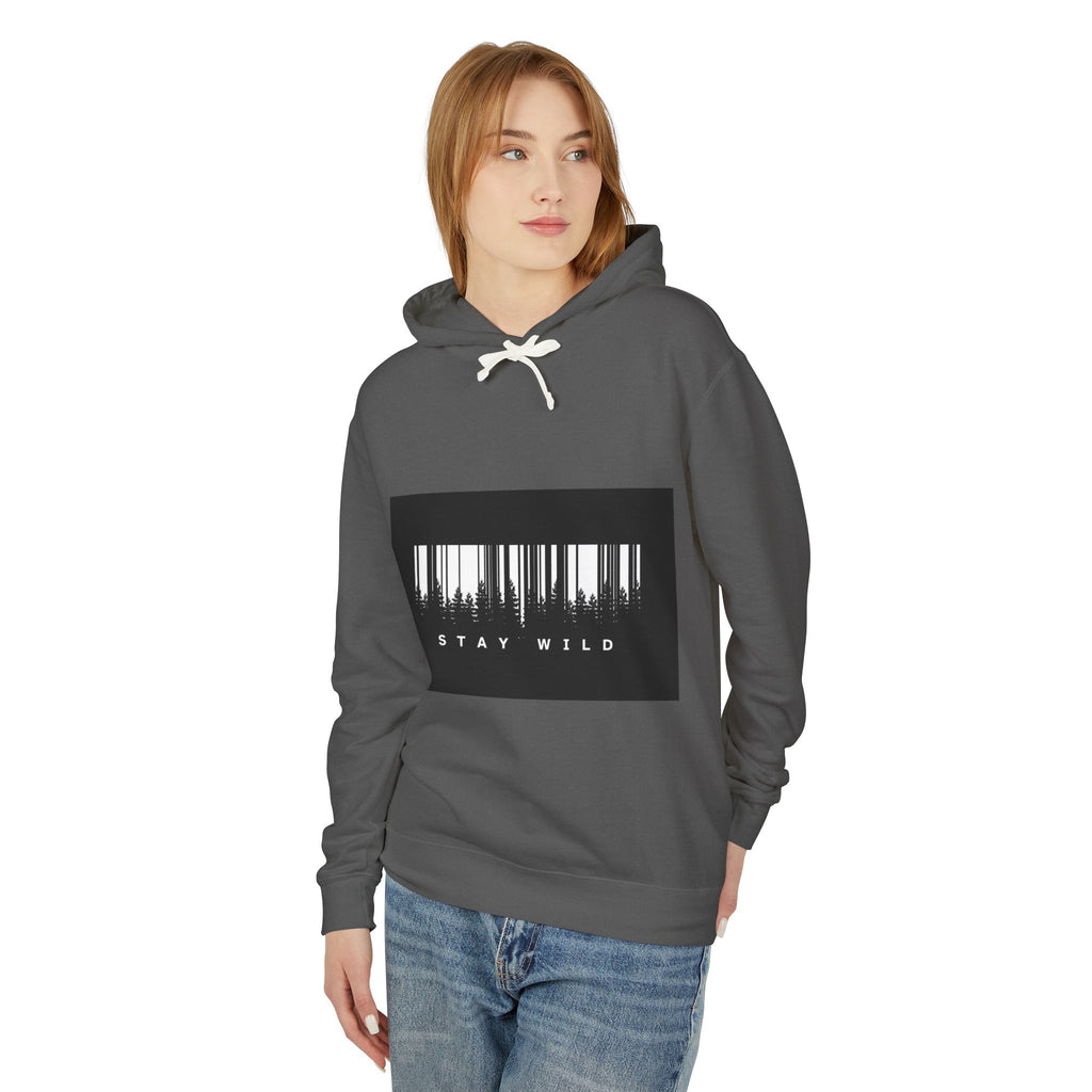 Stay Wild Barcode Hoodie — Graphic Lightweight Hooded Sweatshirt