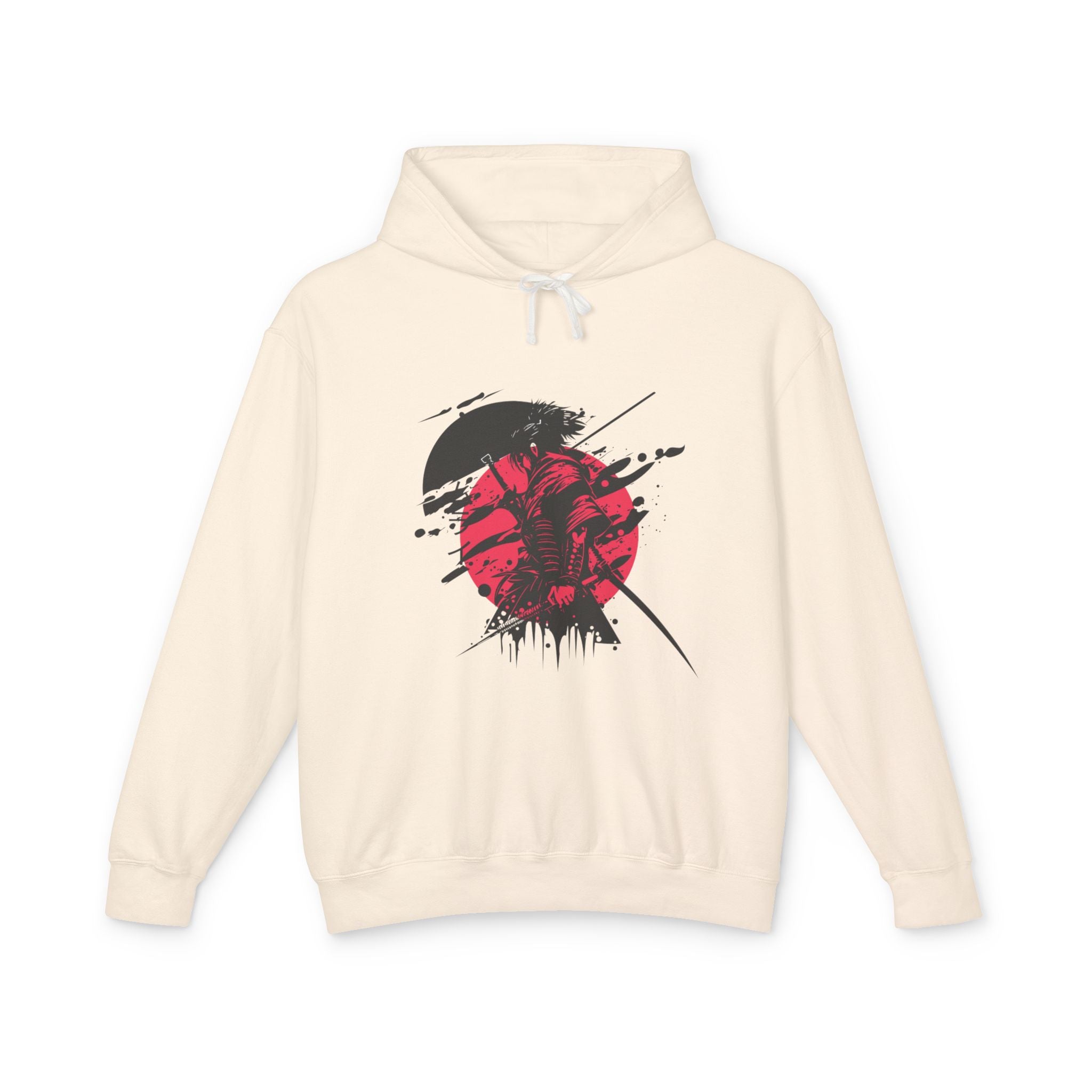 Samurai Graphic Hoodie — Red Rising Sun Skull Design