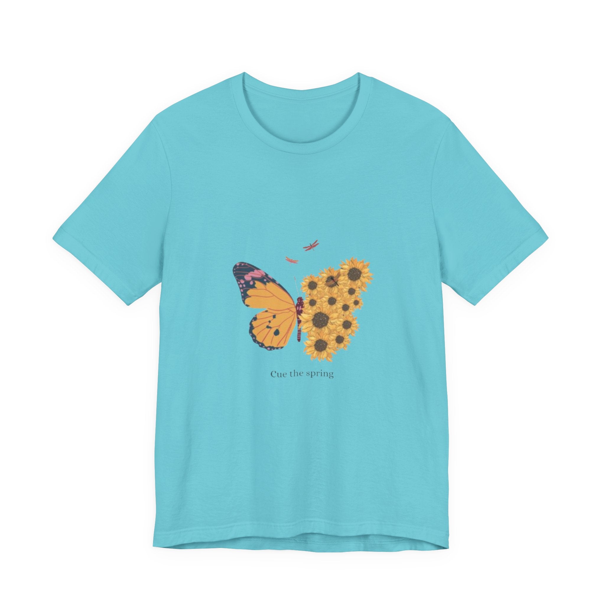 Butterfly Sunflower Tee — 'Over the Spring' Floral Graphic T-Shirt